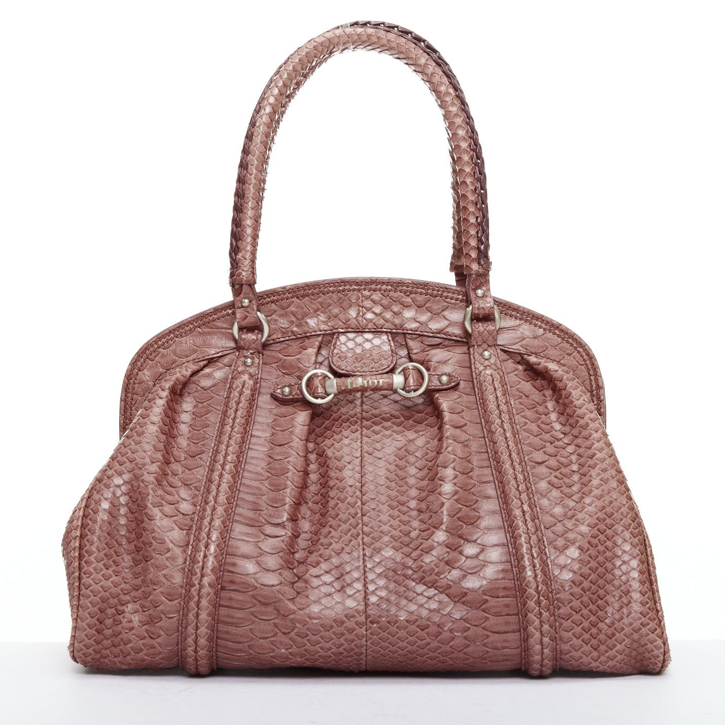 Christian Dior Vintage My Frame Dark Red Genuine Scaled Leather Top Handle Bag, Women's