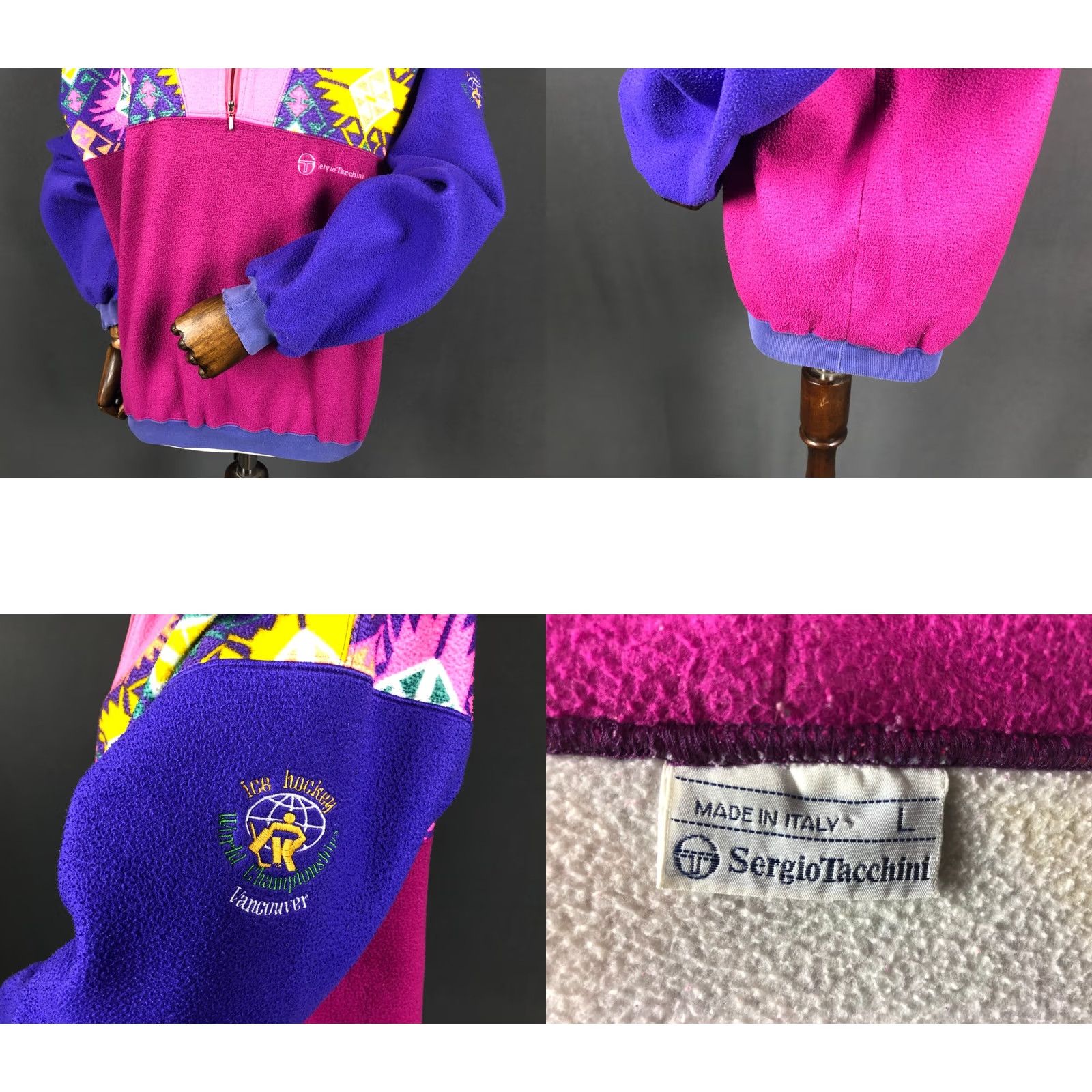 Sergio Tacchini Sergio Tacchini Jacket Geometric Multicolor Women L 1/2 Zip Short Sleeve/Long Sleeve Casual 1/2 Zip Hoodie? Size L / US 10 / IT 46 - 8 Thumbnail