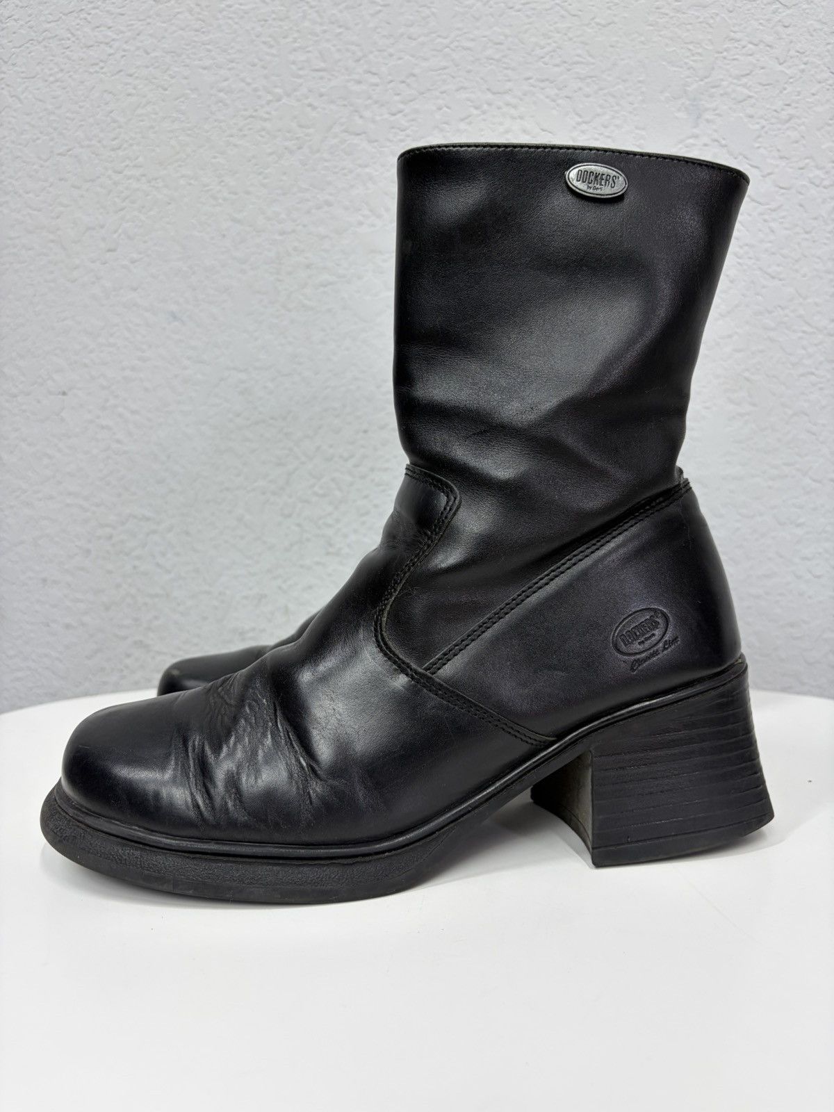 Hedi Slimane Vintage YSL Vibe Black Leather Heeled Biker Boots Grunge Y2K Size US 8 / EU 41 - 5 Thumbnail