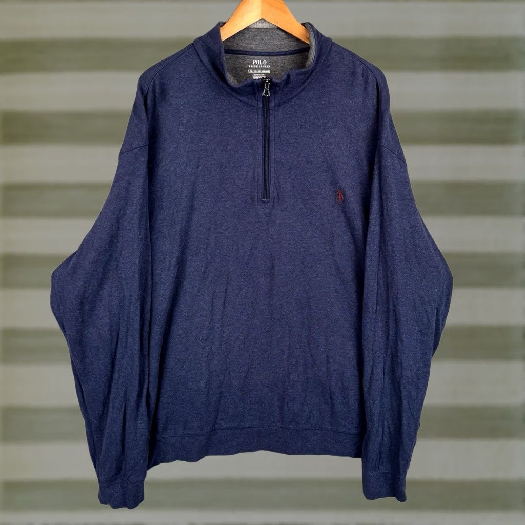 Polo Ralph Lauren Polo Ralph Lauren Sweater Mens Big 2X Navy 1/4 Zip Mock Neck Pullover Preppy Logo Size US XXL / EU 58 / 5 - 1 Thumbnail