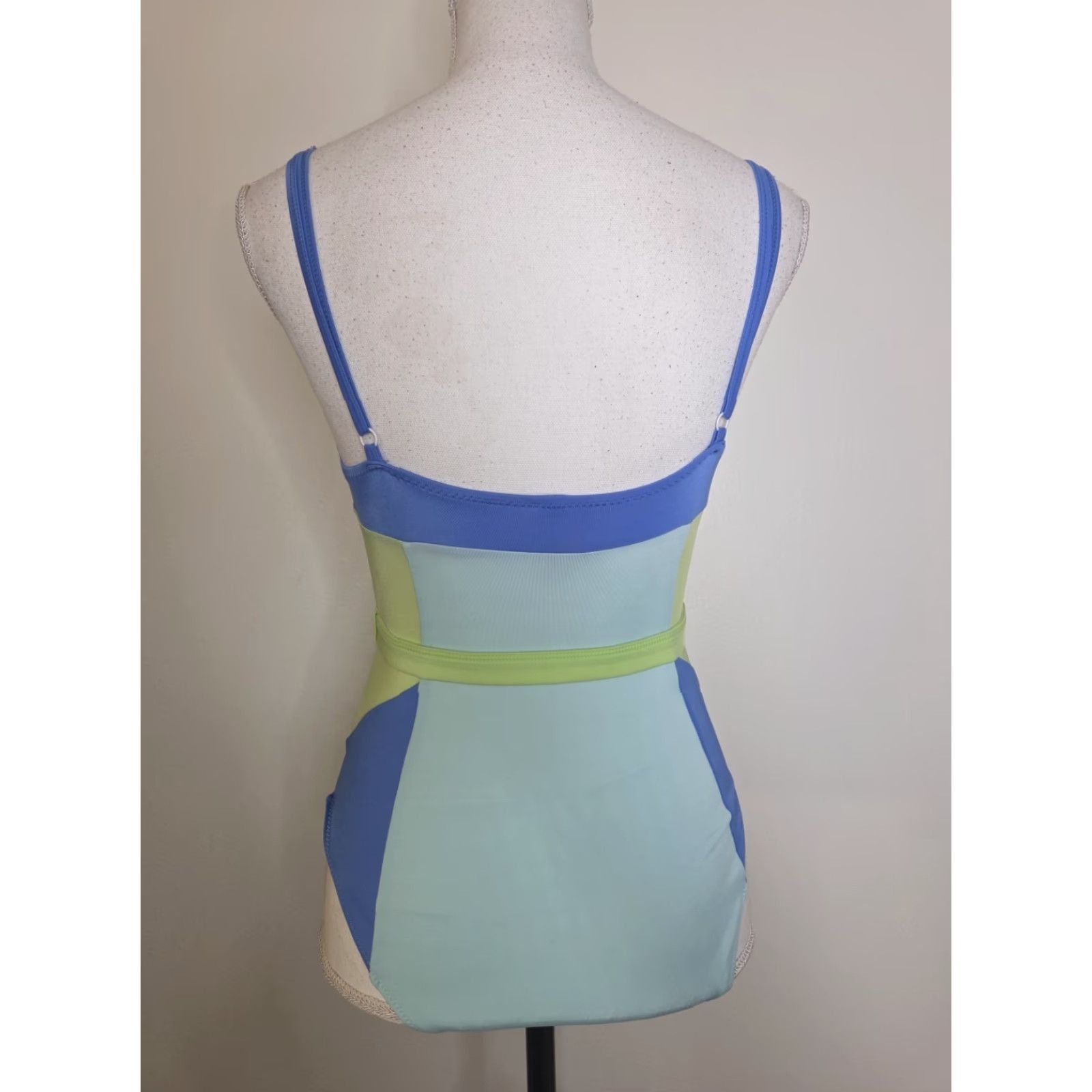 Solid & Striped Solid & Striped Spencer One Piece Swimsuit Belted Spaghetti Blue Green XS Womens Size ONE SIZE - 5 Thumbnail