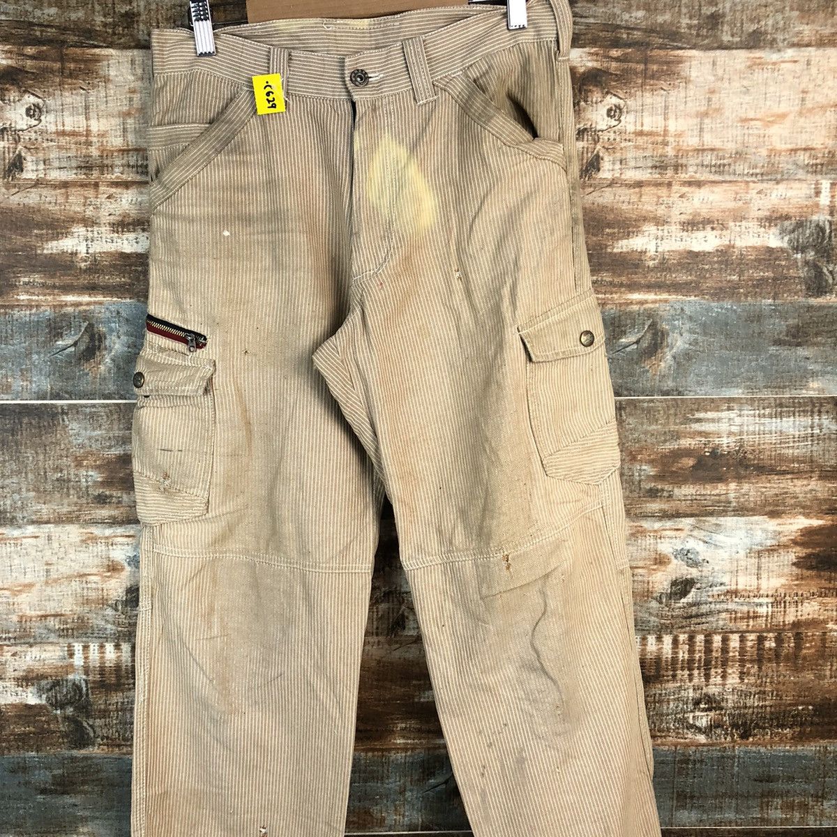 Japanese Brand DL Dogman stripe Brown Cargo Multipocket Pants #C629 Size US 29 - 5 Thumbnail