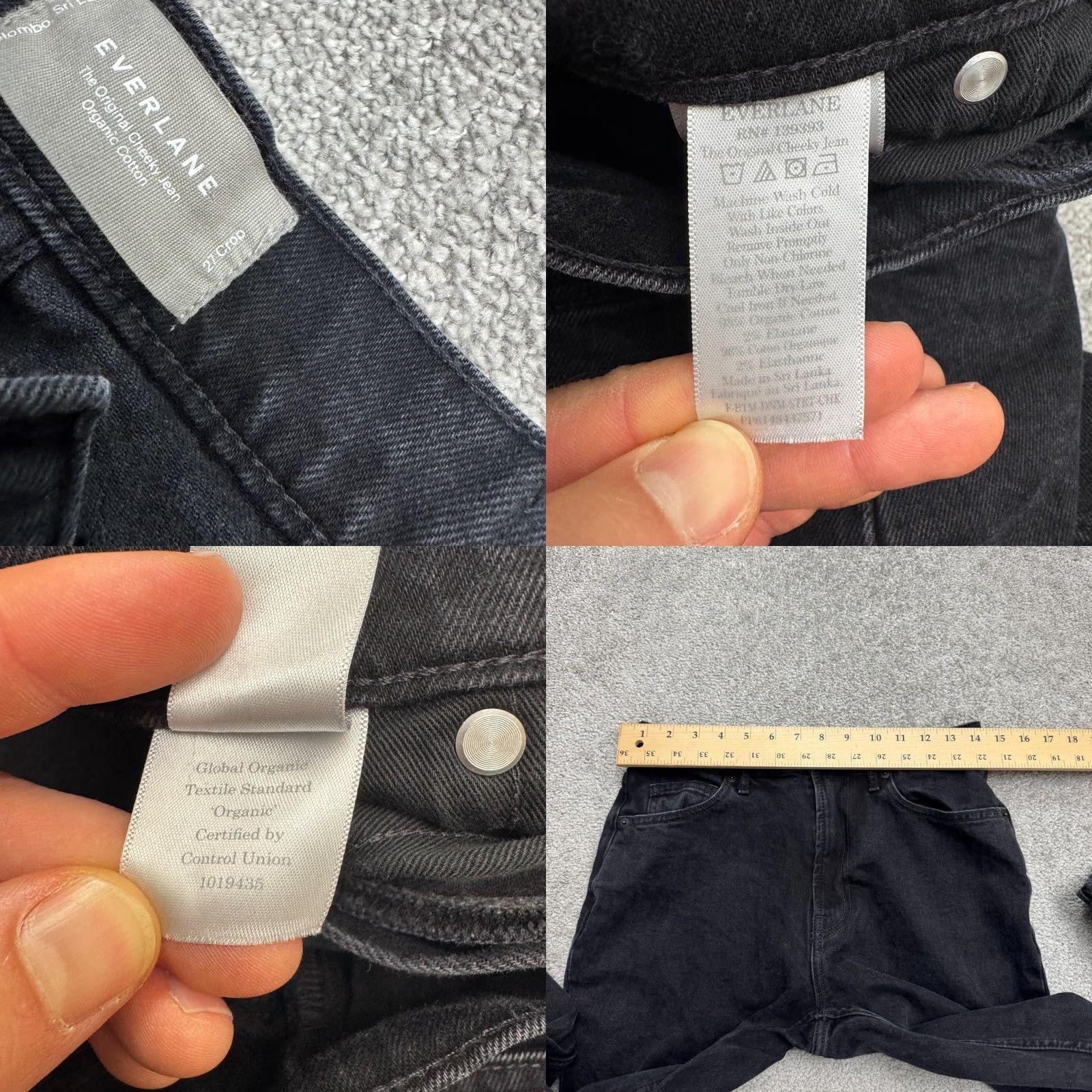 Levi's Everlane The Original Cheeky Cropped Denim Jeans Womens 27 Black Organic Cotton Jeans Size 27" / US 4 / IT 40 - 8 Thumbnail