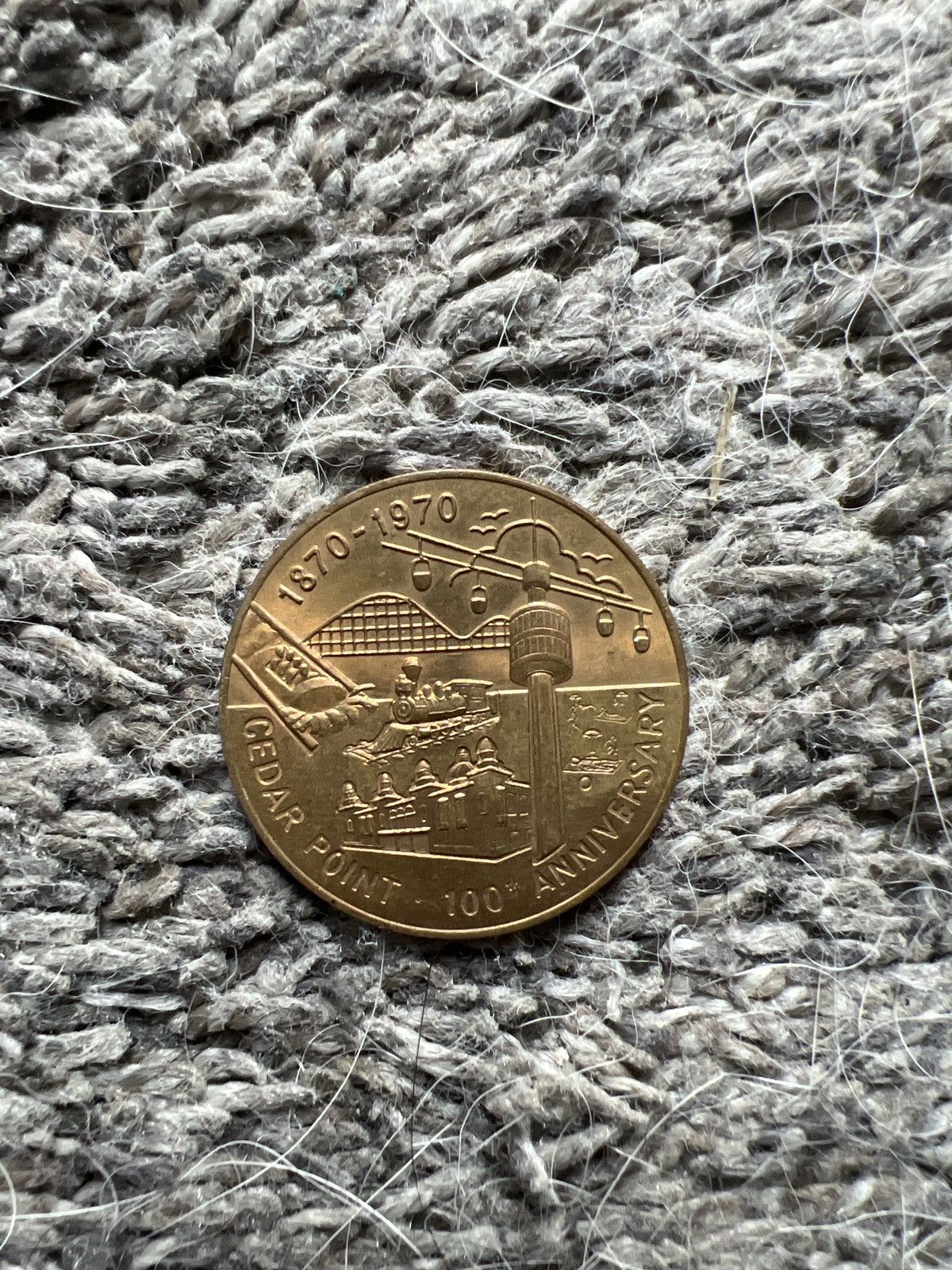 Vintage 1970 Cedar Point 100th Anniversary Coin Size ONE SIZE - 2 Thumbnail