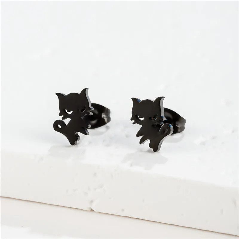 Jewelry Mini Cat Stud Earrings Charm Earring Gift Size ONE SIZE - 1 Preview