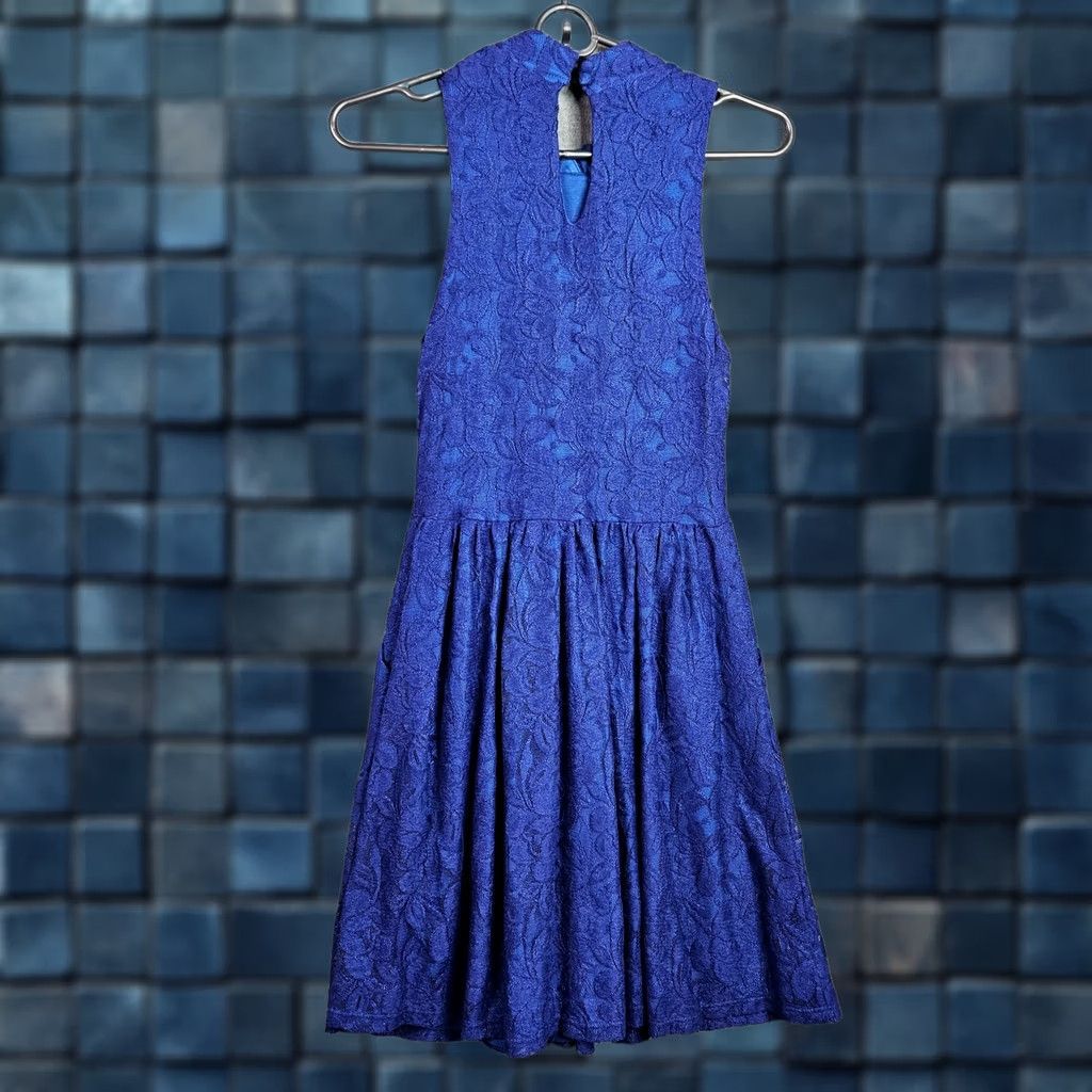 Anthropologie Moulinette Soeurs Dress XS Blue Textured Fit Flare Sleeveless Anthropologie Dress, A-Line, Floral, Cotton Nylon, Blue, Women, XS Size XS / US 0-2 / IT 36-38 - 1 Thumbnail
