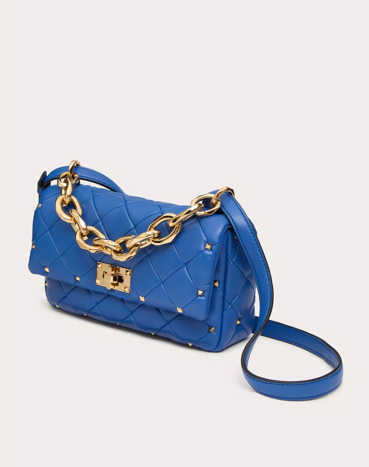Valentino oc11z0725 Size:OS/ Spike Bag In Nappa Patchwork in Blue Size ONE SIZE - 5 Thumbnail