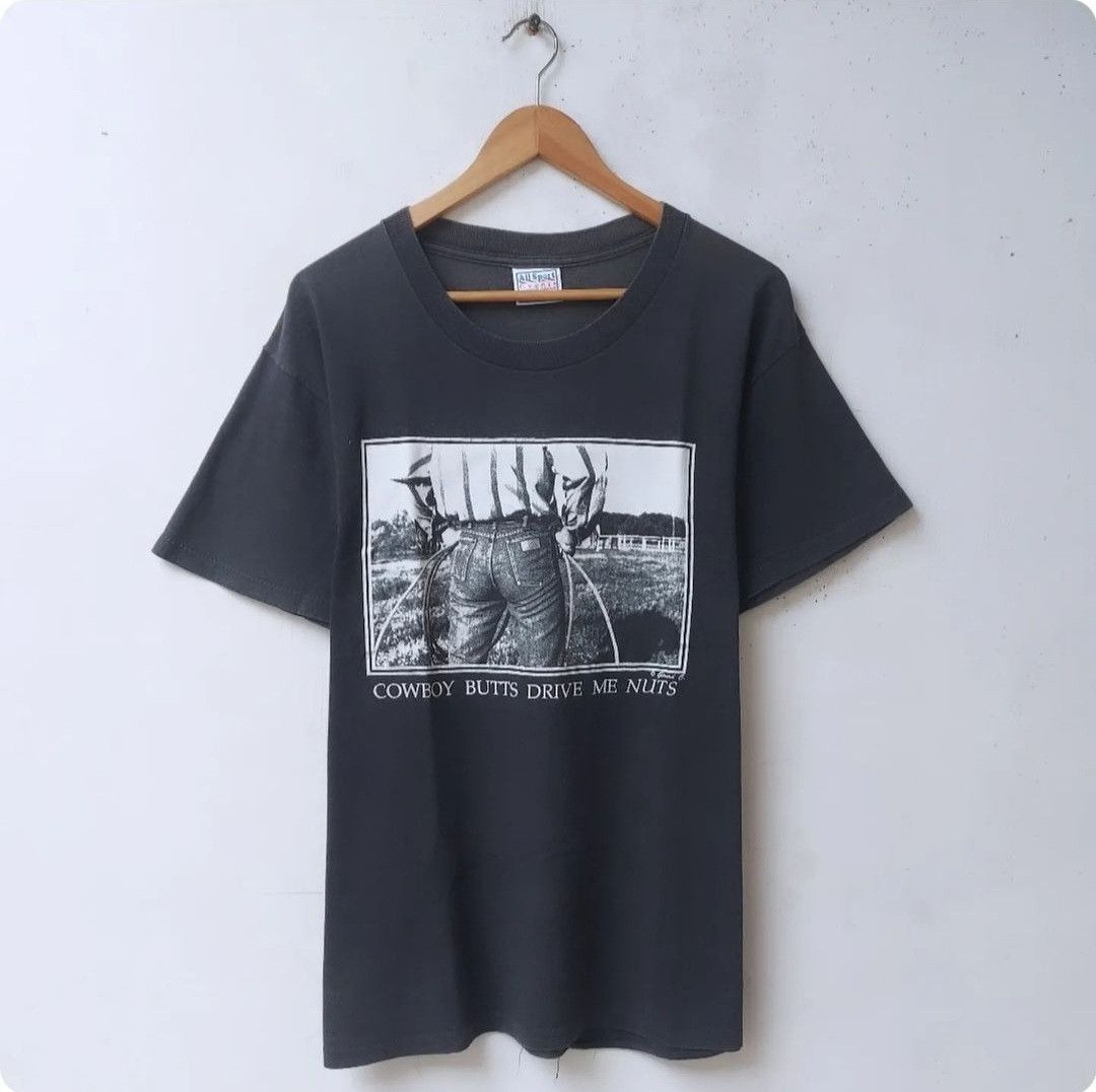 Vintage Vtg 90s Cowboy Butts Drive Me Nuts Tshirt Size US M / EU 48-50 / 2 - 1 Thumbnail