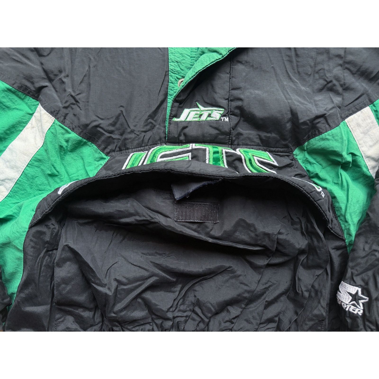 NFL × Starter NY Jets 90s STARTER puffer Pullover 1/2 L blk kelly Pro vtg Size US L / EU 52-54 / 3 - 10 Thumbnail