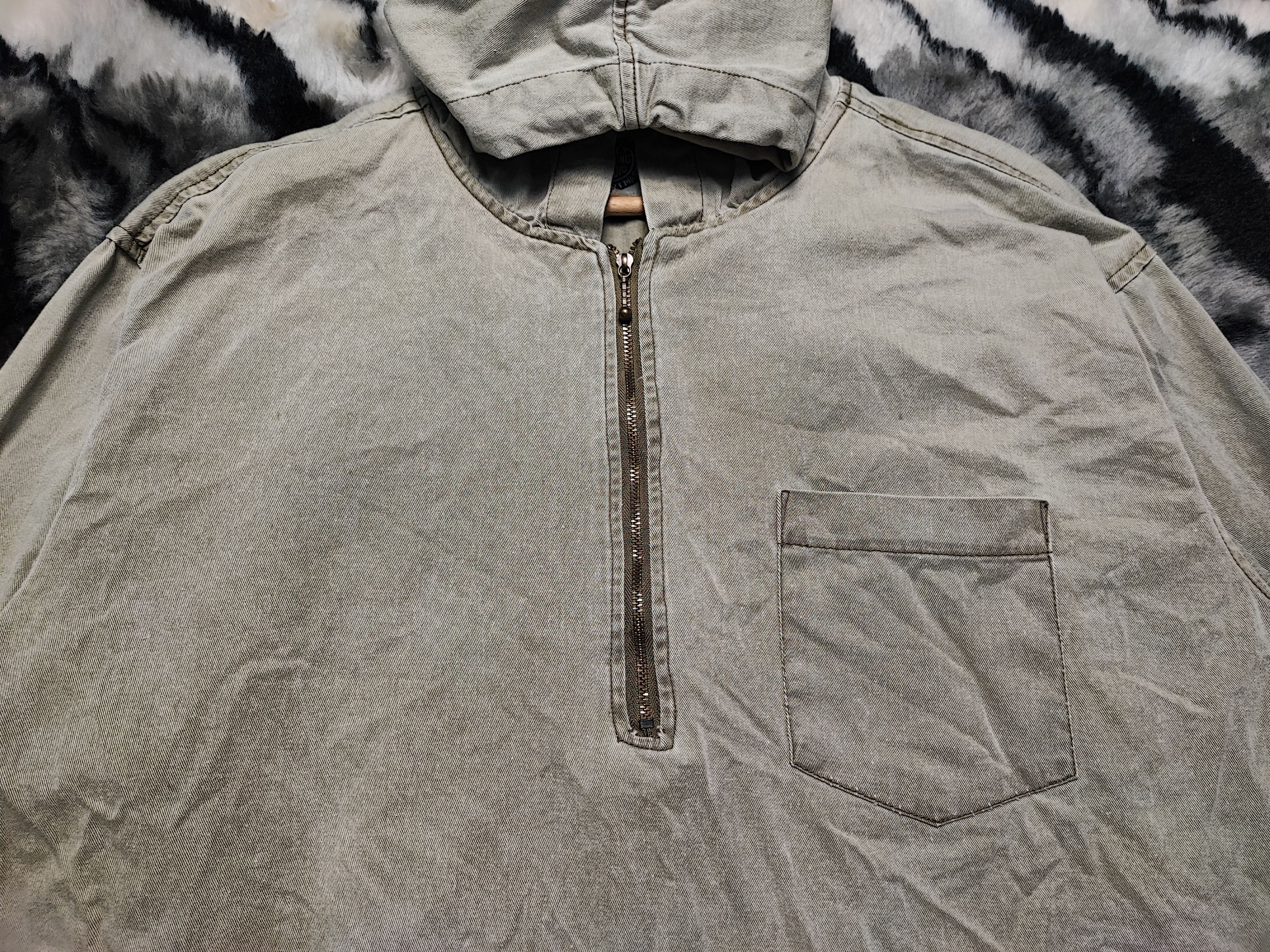 Vintage PRACT STUDION HALF ZIPPER DENIM HOODIE Size US L / EU 52-54 / 3 - 8 Thumbnail