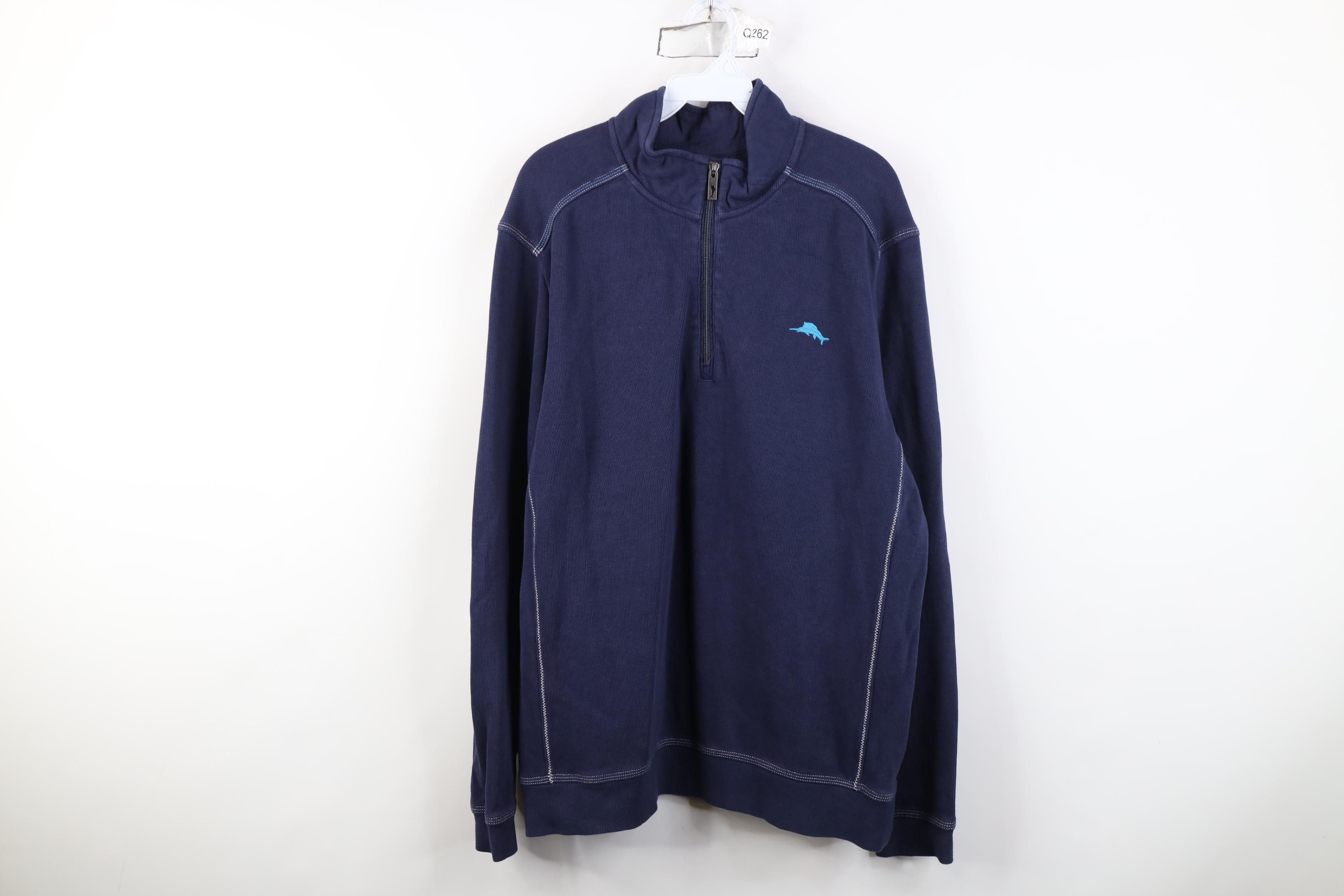 Tommy Bahama Tommy Bahama Ribbed Knit 1/4 Zip Pullover Sweater Blue Size US L / EU 52-54 / 3 - 1 Thumbnail