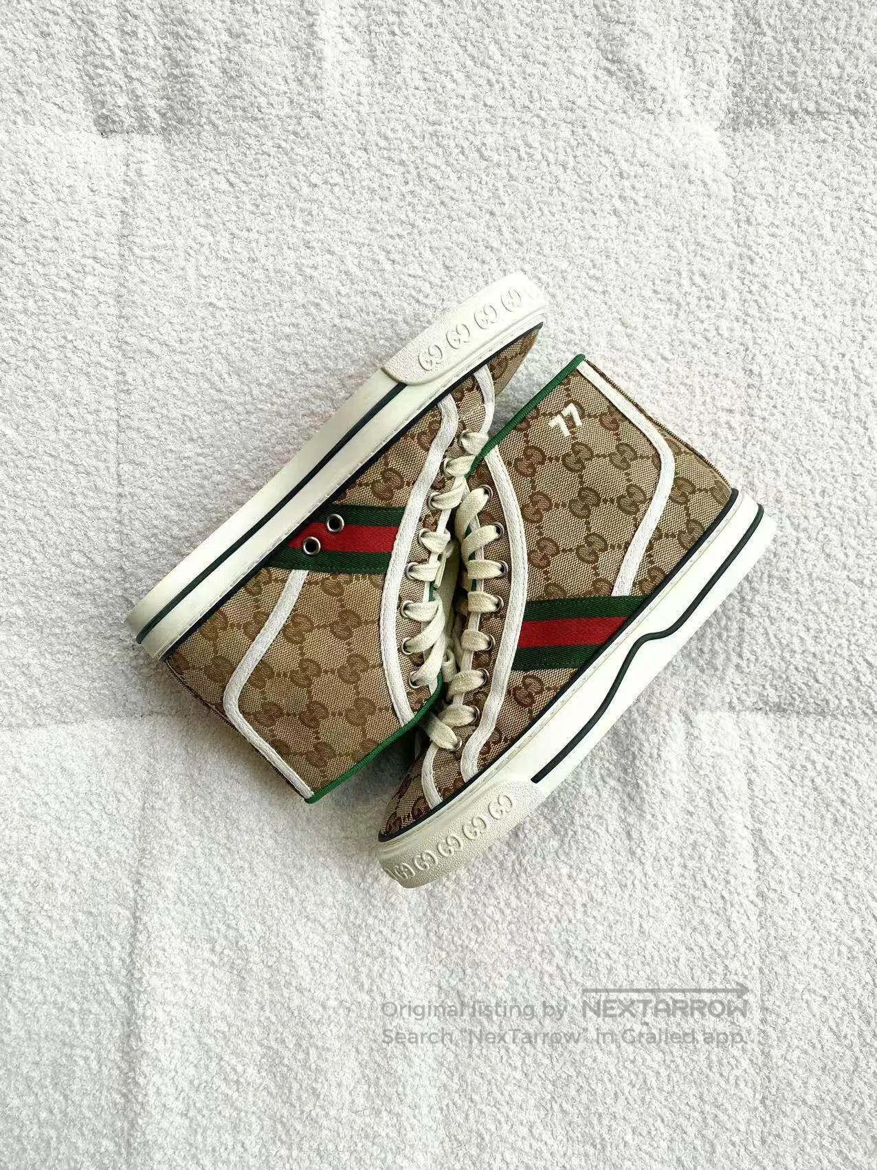 Gucci Guicci Presbyon full of logo classic high-top canvas shoes Size US 5.5 / IT 35.5 - 4 Thumbnail