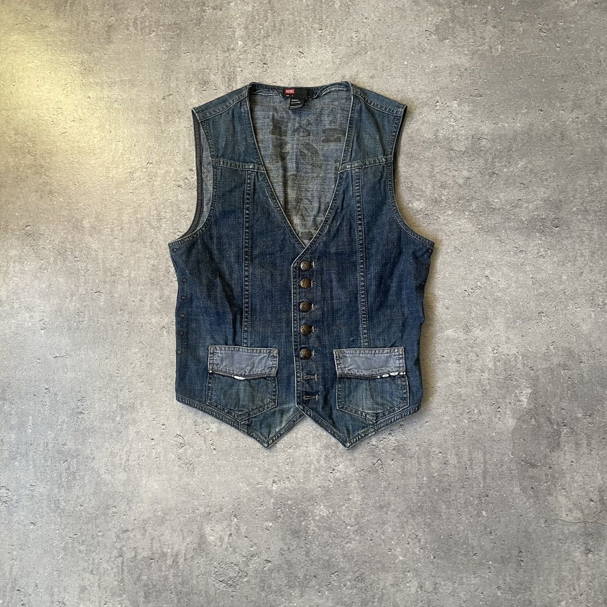 Diesel × Diesel Black Gold × Vintage Very Vintage 90s Diesel Uzbekistan Rally Denim Vest Size US S / EU 44-46 / 1 - 2 Thumbnail