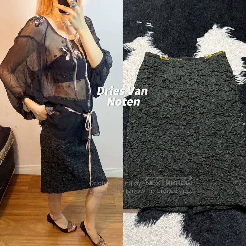 Dries Van Noten Dries Van Noten Embossed Sunflower Embroidered Waist Midi Size 42" / US 20 - 1 Thumbnail