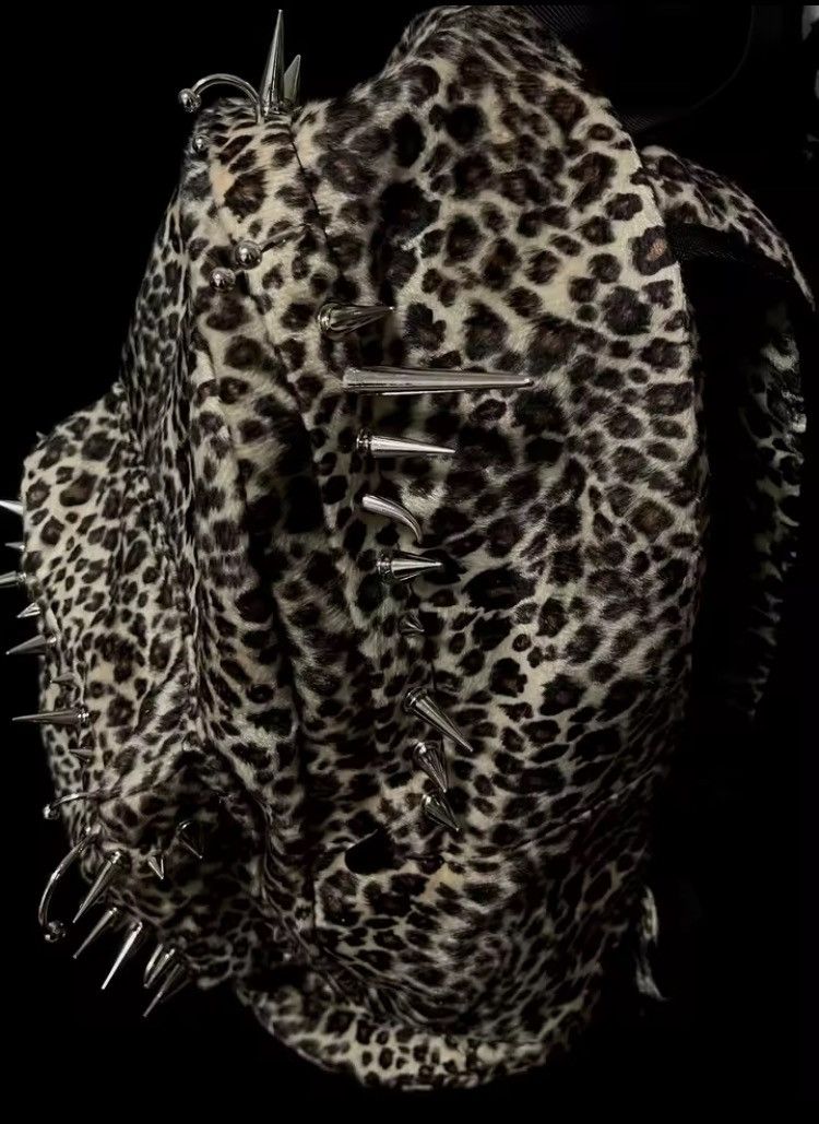 Other Punk Leopard Rivet Backpack Large Capacity Bag Unisex Size ONE SIZE - 3 Thumbnail