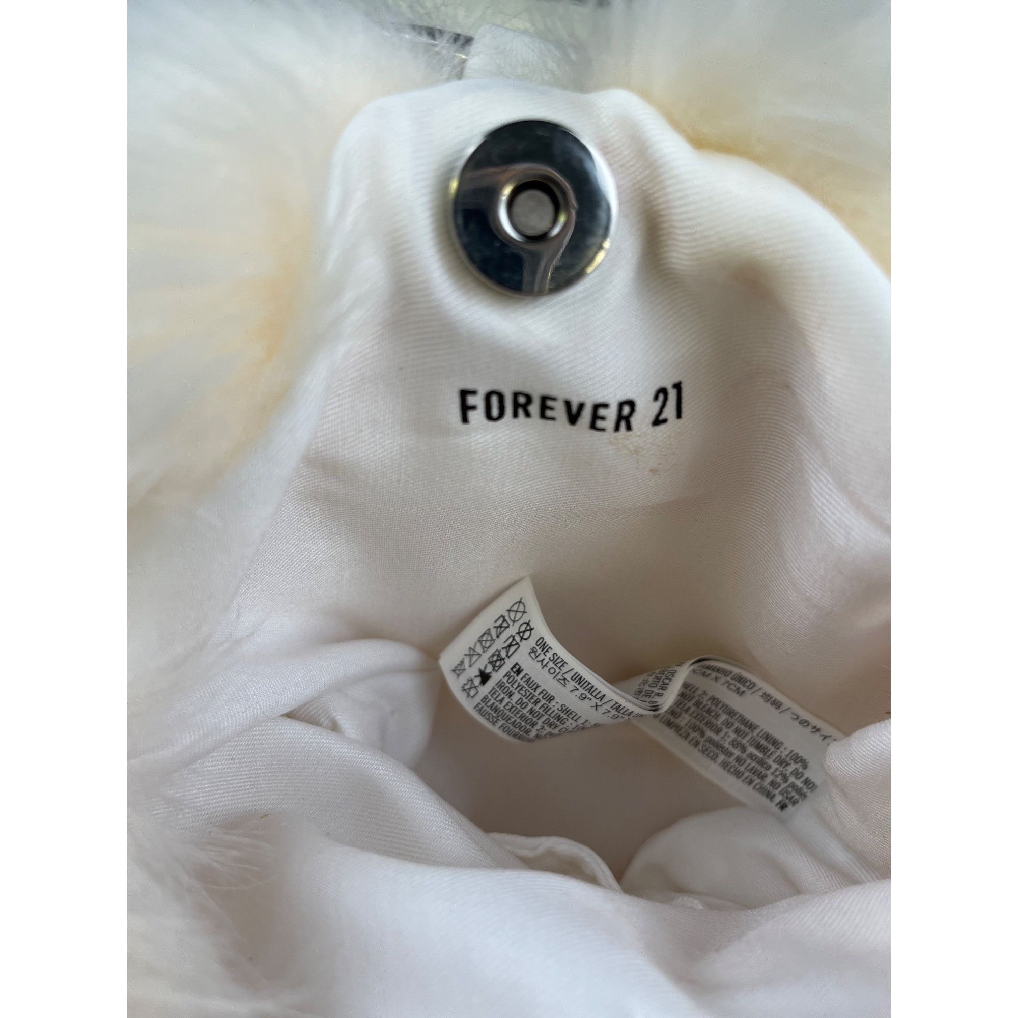 Other Forever21 Women's White Fluffy Faux Fur Metal Handles Mini B Size ONE SIZE - 2 Thumbnail