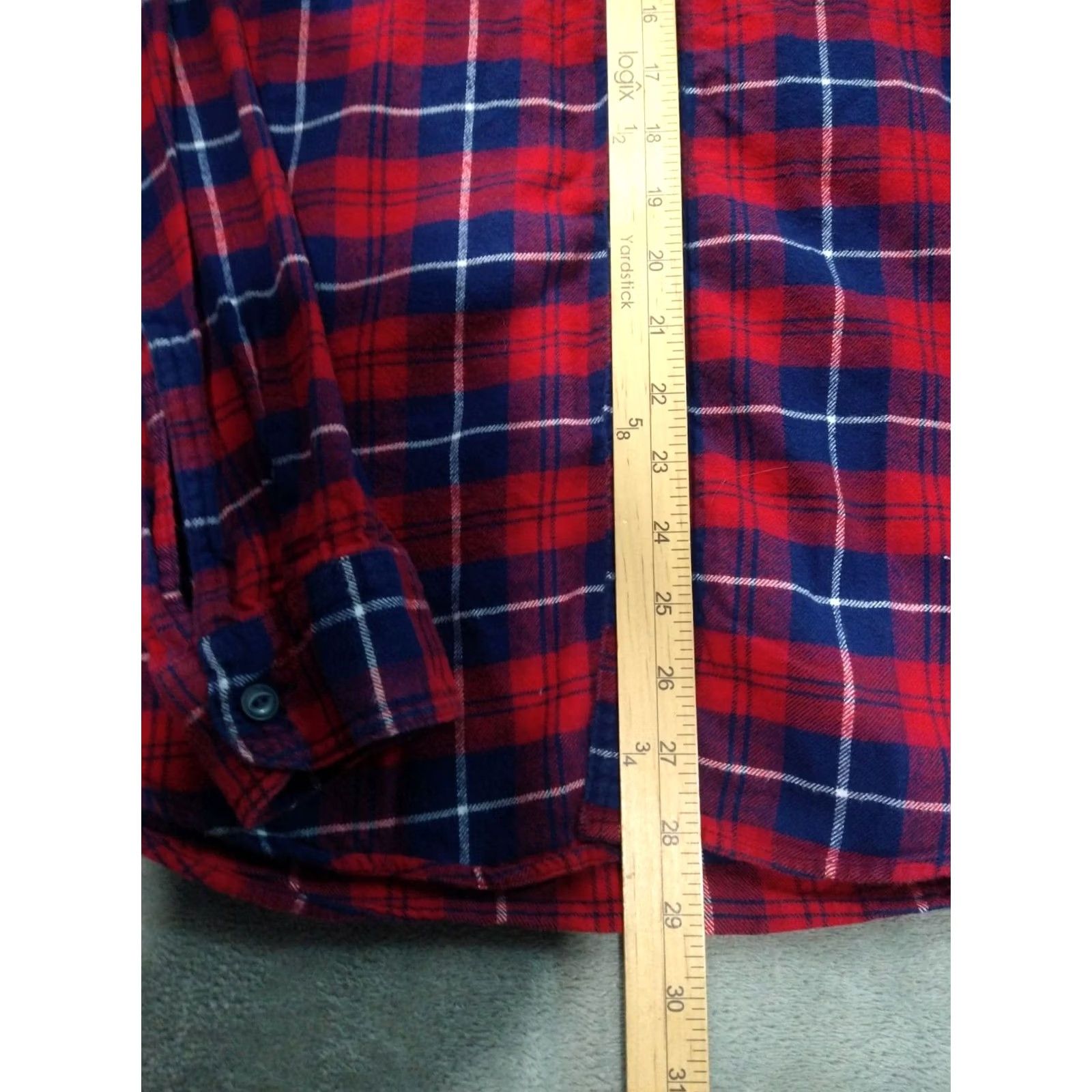 J.Crew J.CREW Shirt Mens Large Red Blue Plaid Flannel Long Sleeve Button Up Cotton Size US L / EU 52-54 / 3 - 4 Thumbnail