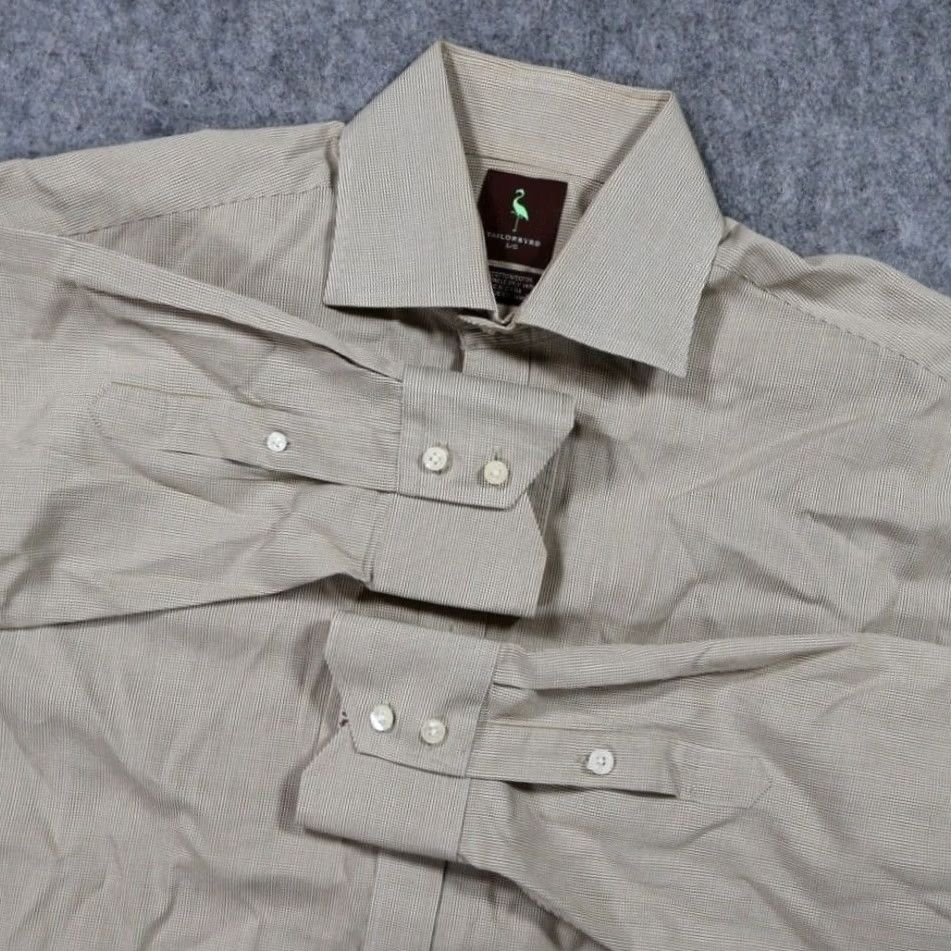 Tailorbyrd TAILORBYRD Button Up Shirt Mens L Tan Gingham Long Sleeve 100% Cotton Size US L / EU 52-54 / 3 - 2 Thumbnail