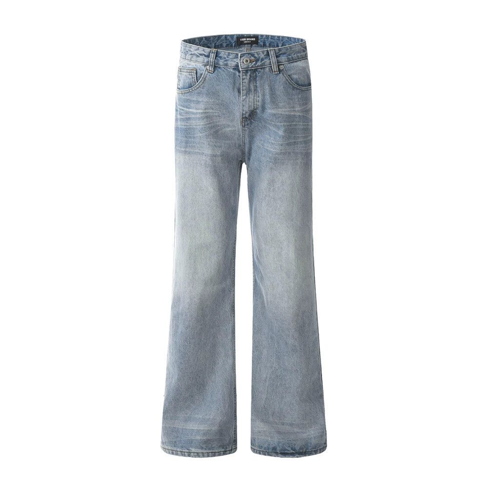 Jean American retro wide-leg casual washed distressed loose jeans Size US 32 / EU 48 - 1 Thumbnail