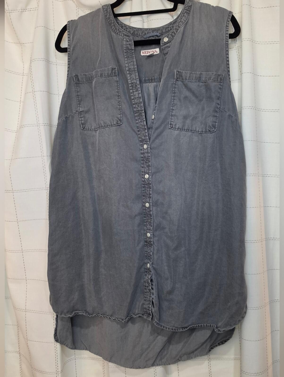 Merona Merona Button Down Tank Size XXL / US 16-18 / IT 52-54 - 2 Thumbnail