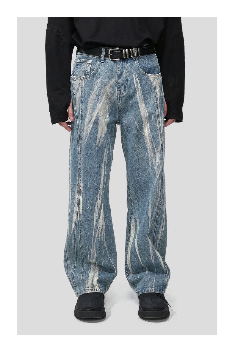 Japanese Brand × Jean Japanese retro tie-dye washed loose casual jeans Size US 34 / EU 50 - 1 Thumbnail