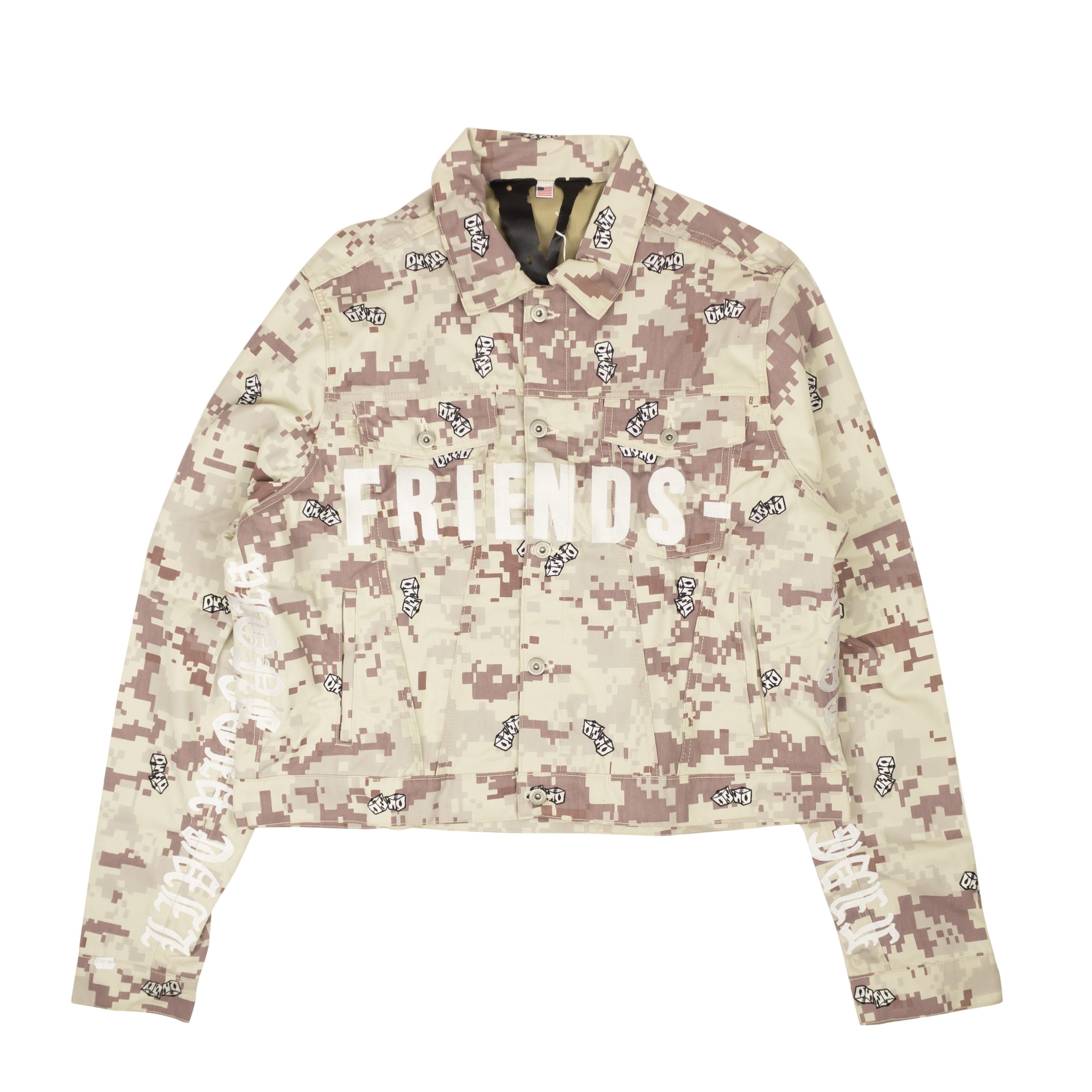 image of Vlone Beige Digi Camo Denim Jacket Size Xl, Men's