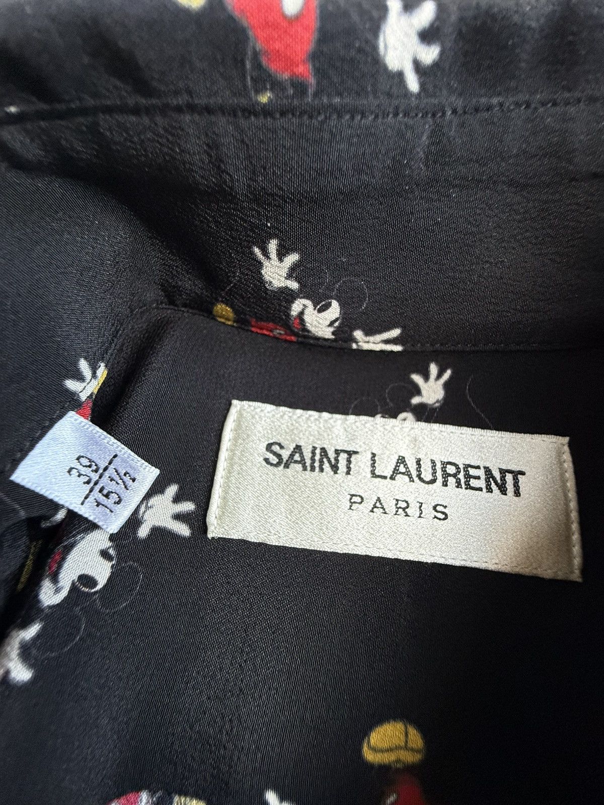 Saint Laurent Paris SS19 Saint Laurent Mickey Mouse silk black logo shirt 39 M Size US M / EU 48-50 / 2 - 22 Thumbnail