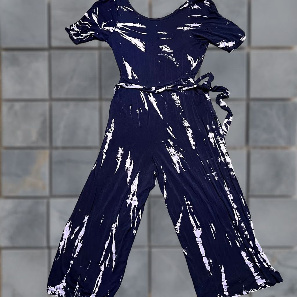 Torrid Torrid Super Soft Womens Jumpsuit Belted Tie Dye Blue L Large Romper One-Piece Womens Size 36" / US 14 / IT 50 - 1 Thumbnail