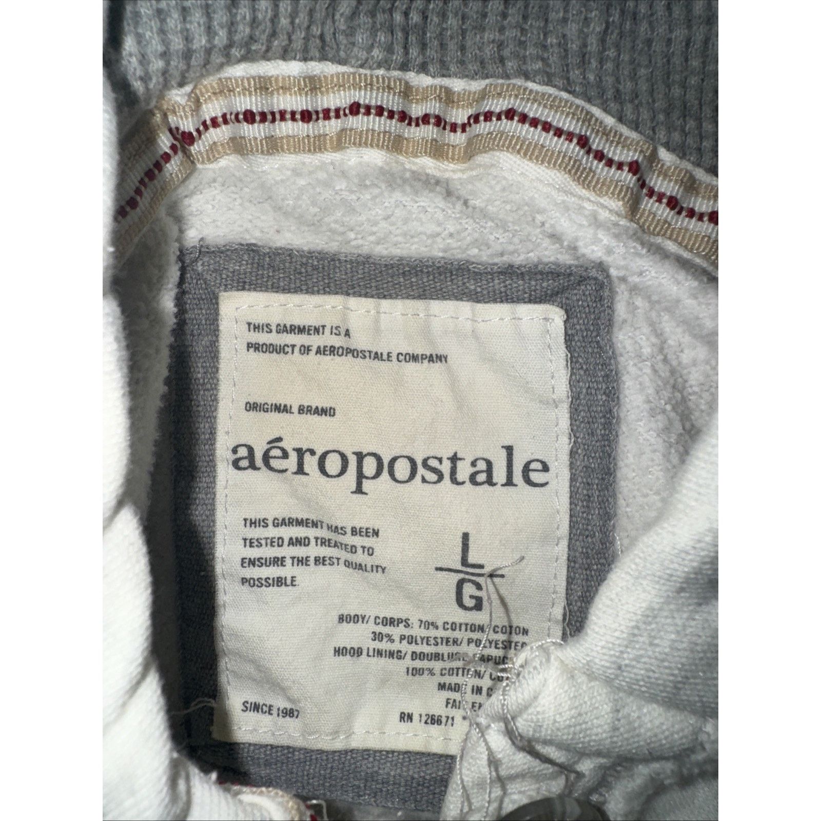 & Other Stories × Aeropostale Aeropostale Hoodie Sweatshirt Gray 87 Logo Pullover L 18x22 Size L / US 10 / IT 46 - 5 Thumbnail