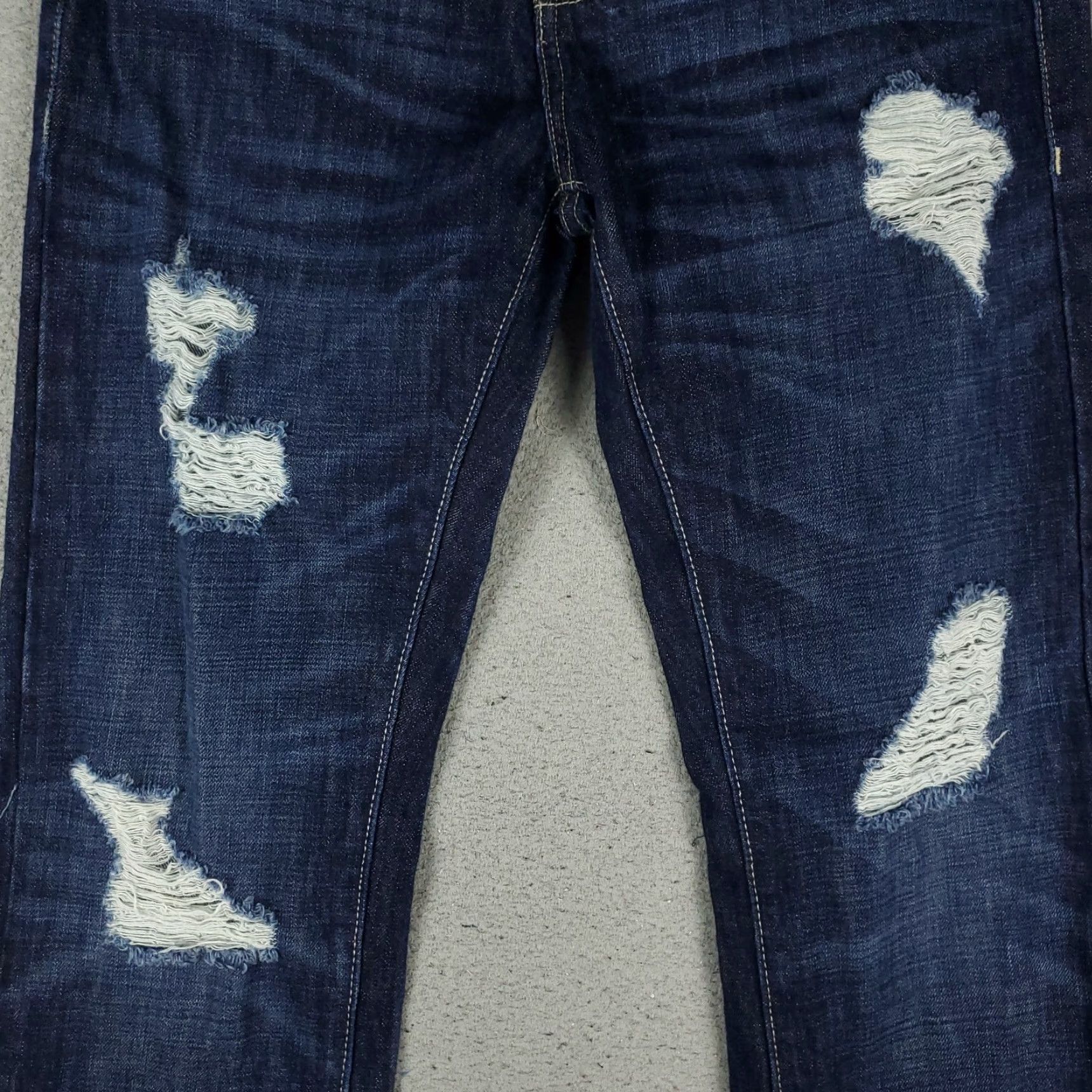 Guess GUESS Men's Jeans 29x30 Blue Distressed Slim Straight Denim Pants Size US 29 - 3 Thumbnail
