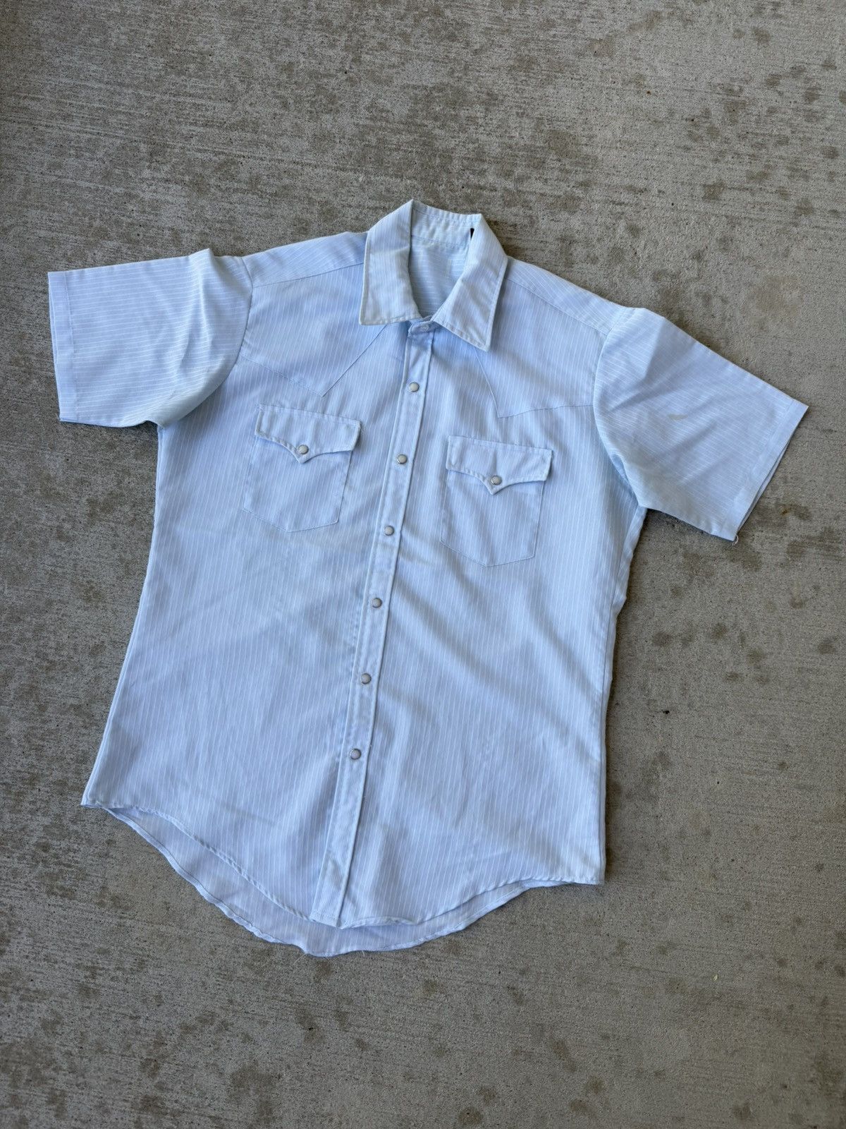 Vintage 70s Pearl Snap Pinstripe Western Short Sleeve Button Up Size US L / EU 52-54 / 3 - 4 Thumbnail