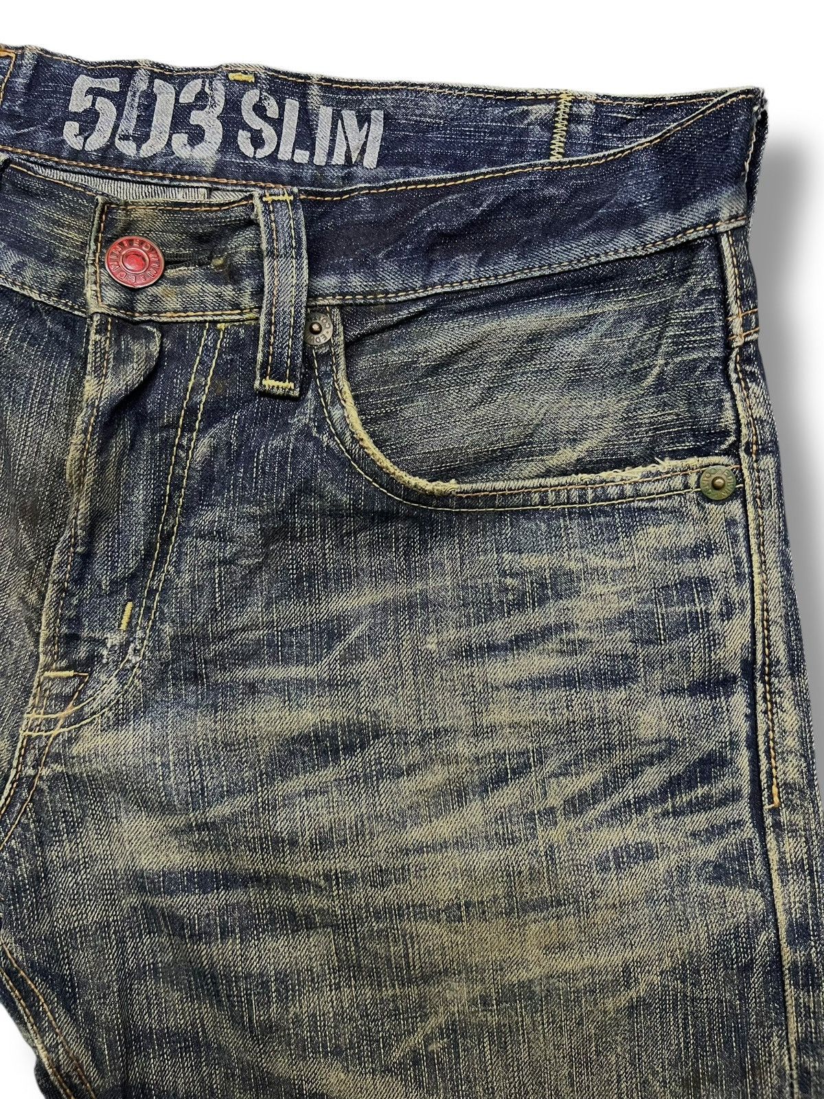 Edwin Vintage Edwin 503 Blue Trip Japan - 💥Rare💥 Crazy Mud Wash Size US 32 / EU 48 - 8 Thumbnail