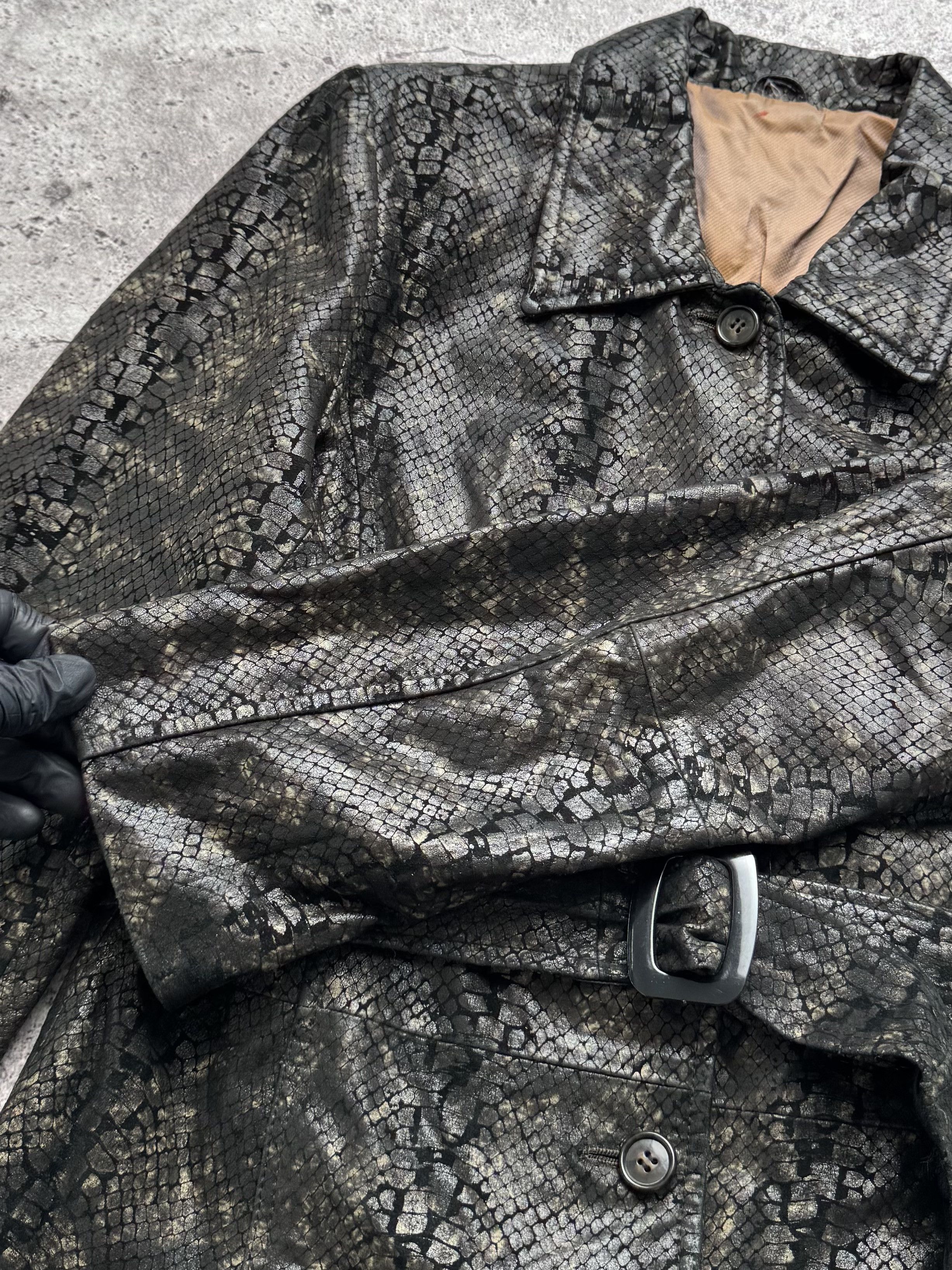 Vintage Vintage Snake Print Leather Jacket C5(V401) Size L / US 10 / IT 46 - 4 Thumbnail