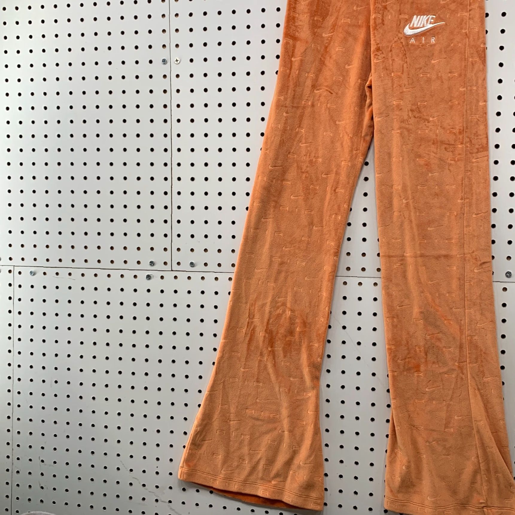 Nike Nike Sweatpants Womens XS AOP Swoosh Orange Velvet 23x30 Flared Size 26" / US 2 / IT 38 - 3 Thumbnail