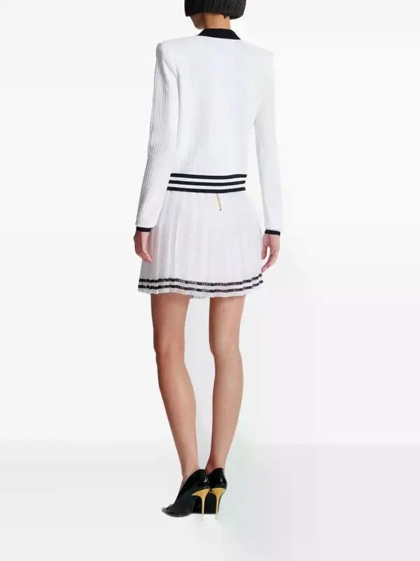 Balmain o1s1wg111225 Two-Tone Cardigan in White/Black Size M / US 6-8 / IT 42-44 - 4 Thumbnail