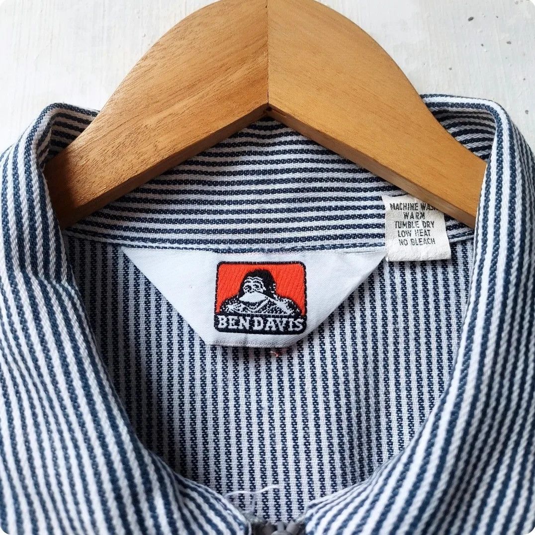Ben Davis × Vintage Vintage Ben Davis Hickory Half Zip Shirt Size US L / EU 52-54 / 3 - 7 Thumbnail
