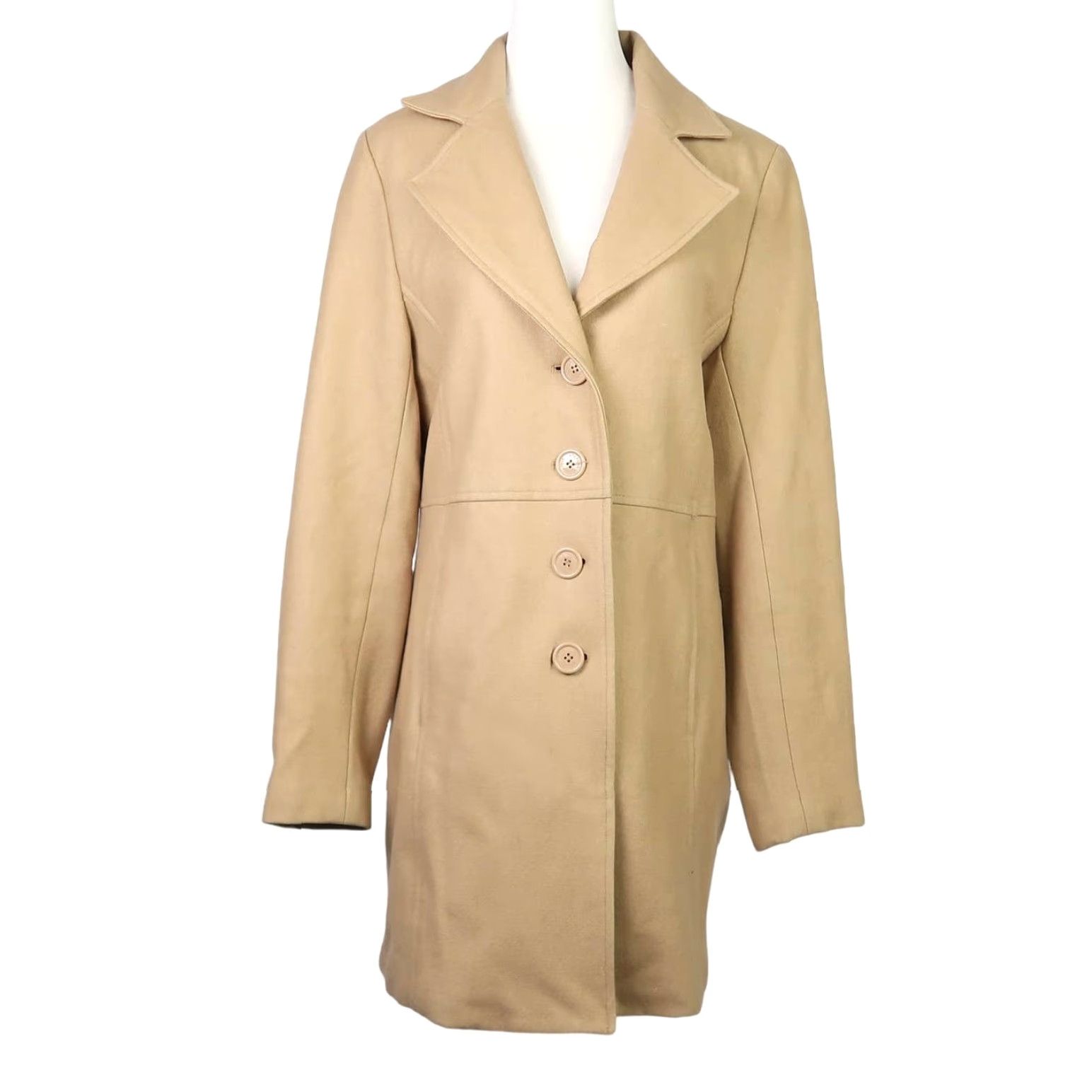Vintage VINTAGE Beau Monde 90s tan wool blend mid-length jacket Womens M Size M / US 6-8 / IT 42-44 - 2 Thumbnail