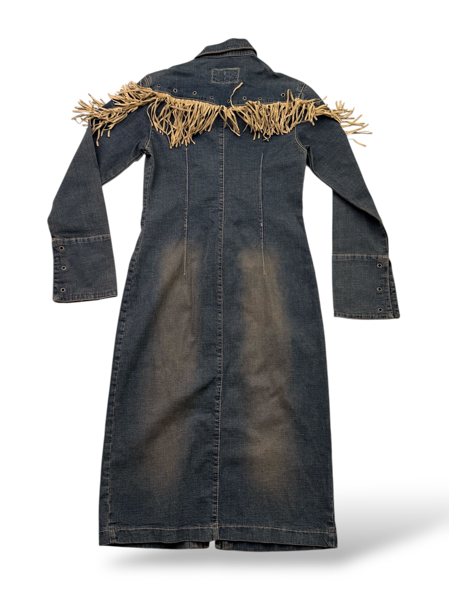 Vintage Vintage Denim Faded Dress With Sleeve&Metal Rings W223(V9) Size S / US 4 / IT 40 - 4 Thumbnail