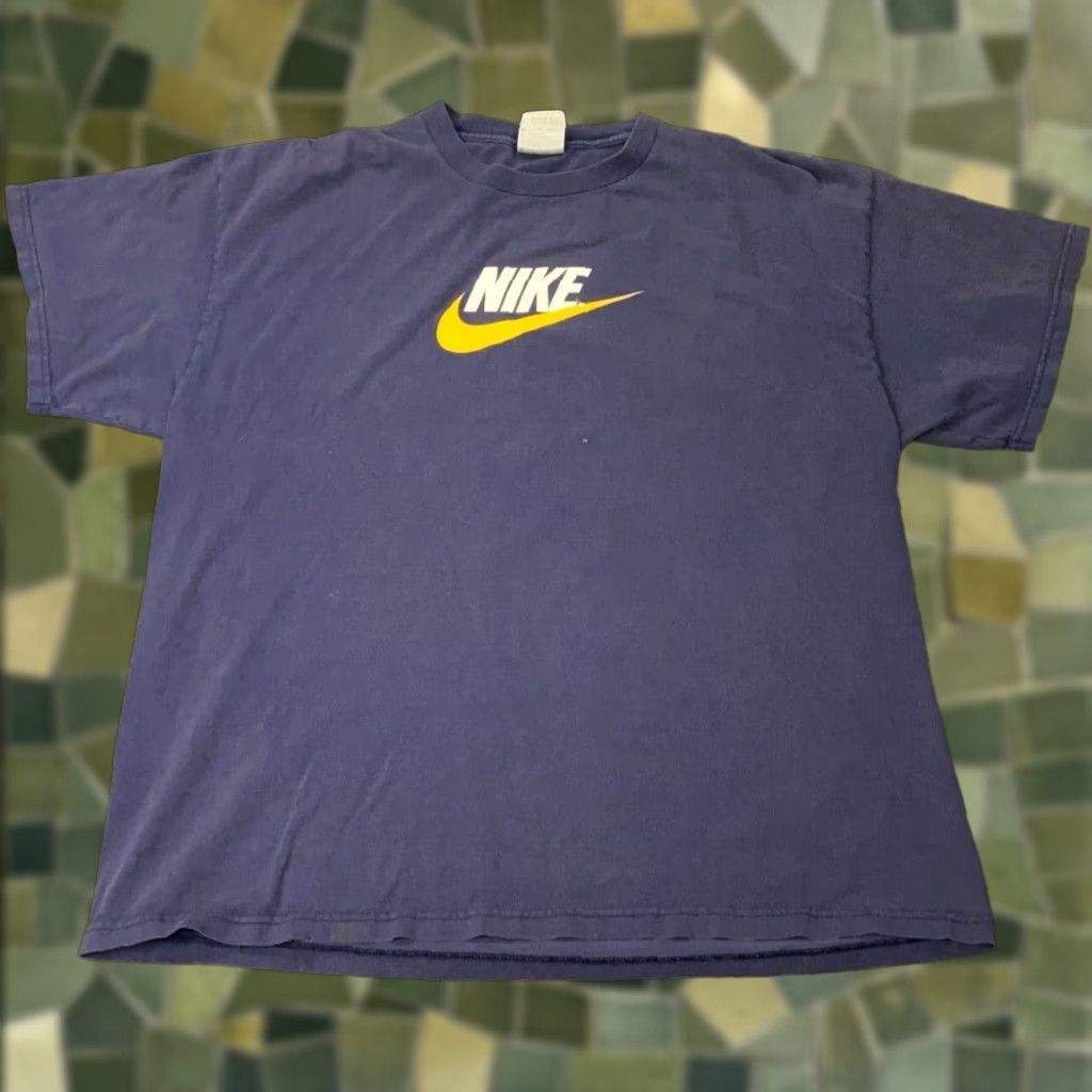 Nike VINTAGE Nike Center Swoosh Shirt Mens XL Blue Short Sleeve Tee Silver Tag 90s Size US XL / EU 56 / 4 - 1 Thumbnail