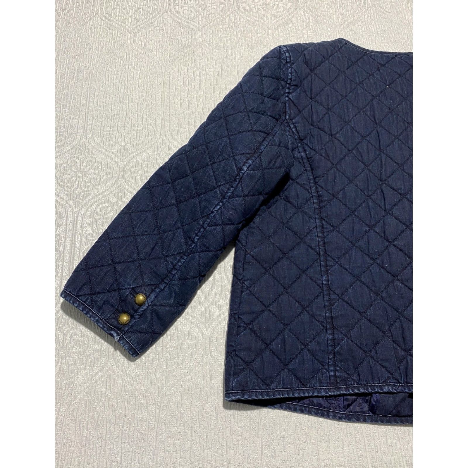 Ralph Lauren Lauren Jeans Co Ralph Lauren Jacket Womens Large Blue Quilted Cotton Collarless Size 36" / US 14 / IT 50 - 7 Thumbnail