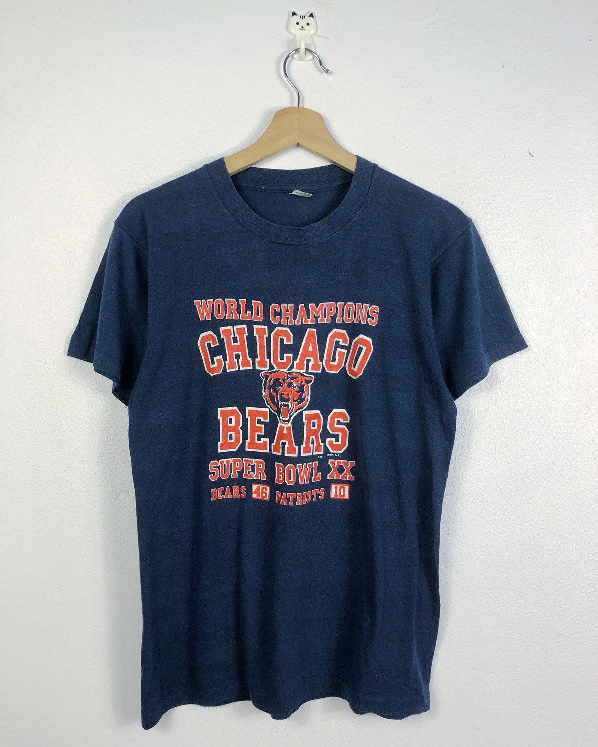 image of Vintage 80's Chicago Bears Nfl Tee in Blue, Men's (Size Small)