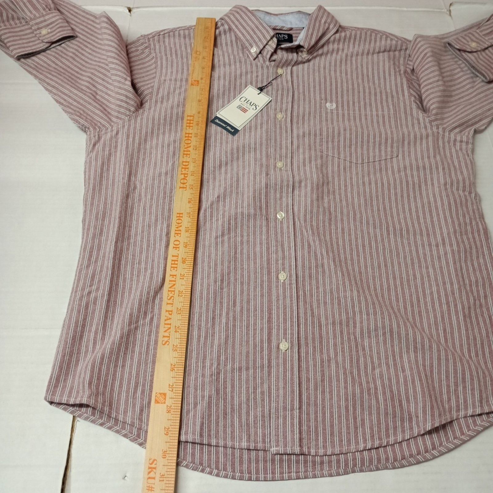 Chaps Chaps Seacoast Oxford Woven Shirt Men XL Pomegranate Striped Size US XL / EU 56 / 4 - 6 Thumbnail