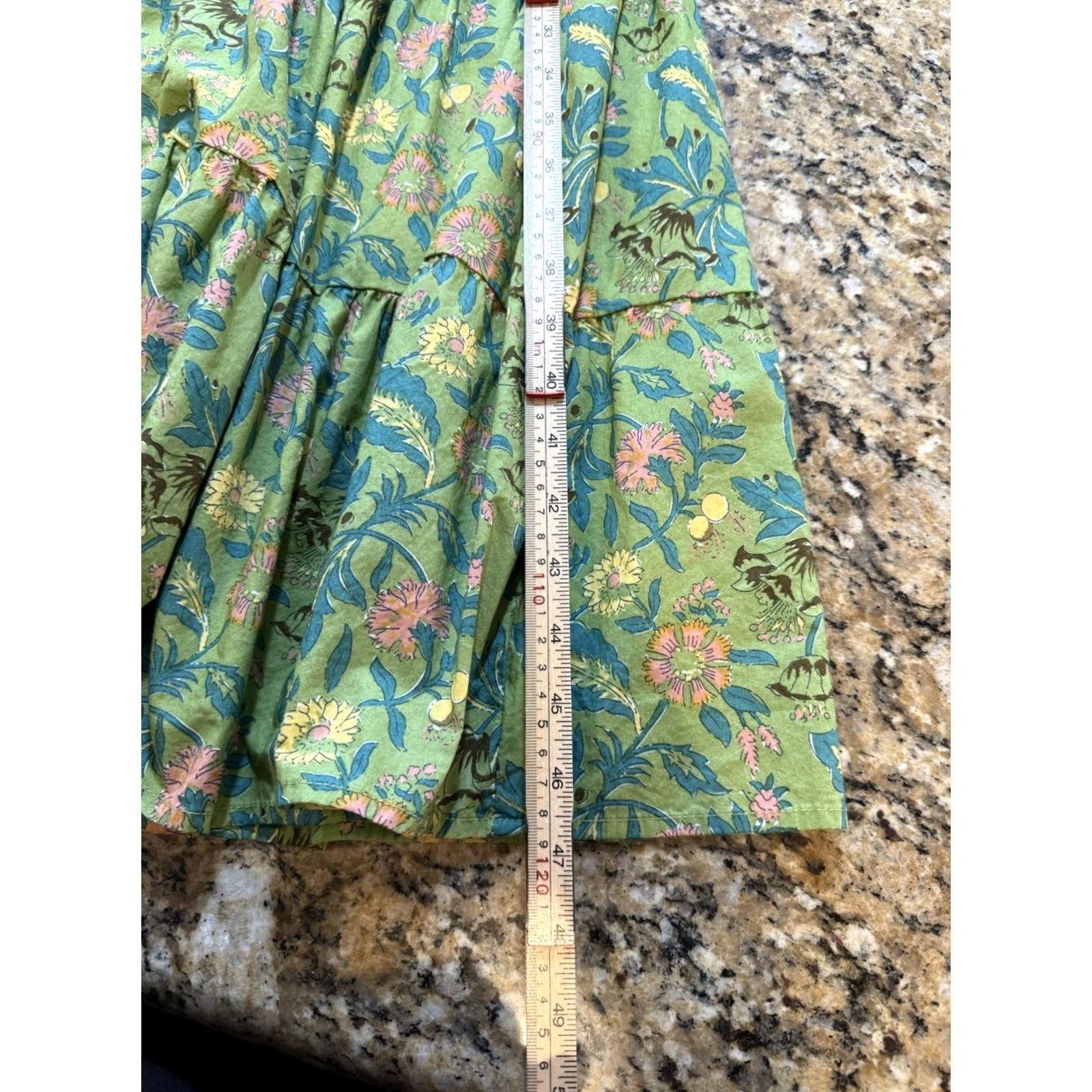 Vintage VINTAGE Umgee green Floral Garden Print Silky Cotton Tiered flutter Midi Dress Small Womens" Size S / US 4 / IT 40 - 6 Thumbnail