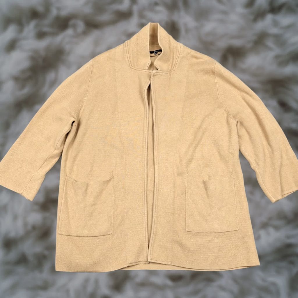 Quince Quince Womens XL Beige Organic Cotton Knit Open Front Jacket Cardigan Size XL / US 12-14 / IT 48-50 - 1 Thumbnail