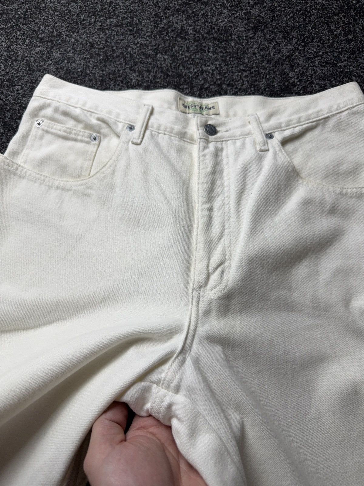 Guess Vintage Retro USA Guess Jeans White Straight Leg Denim Y2K Size US 32 / EU 48 - 10 Thumbnail