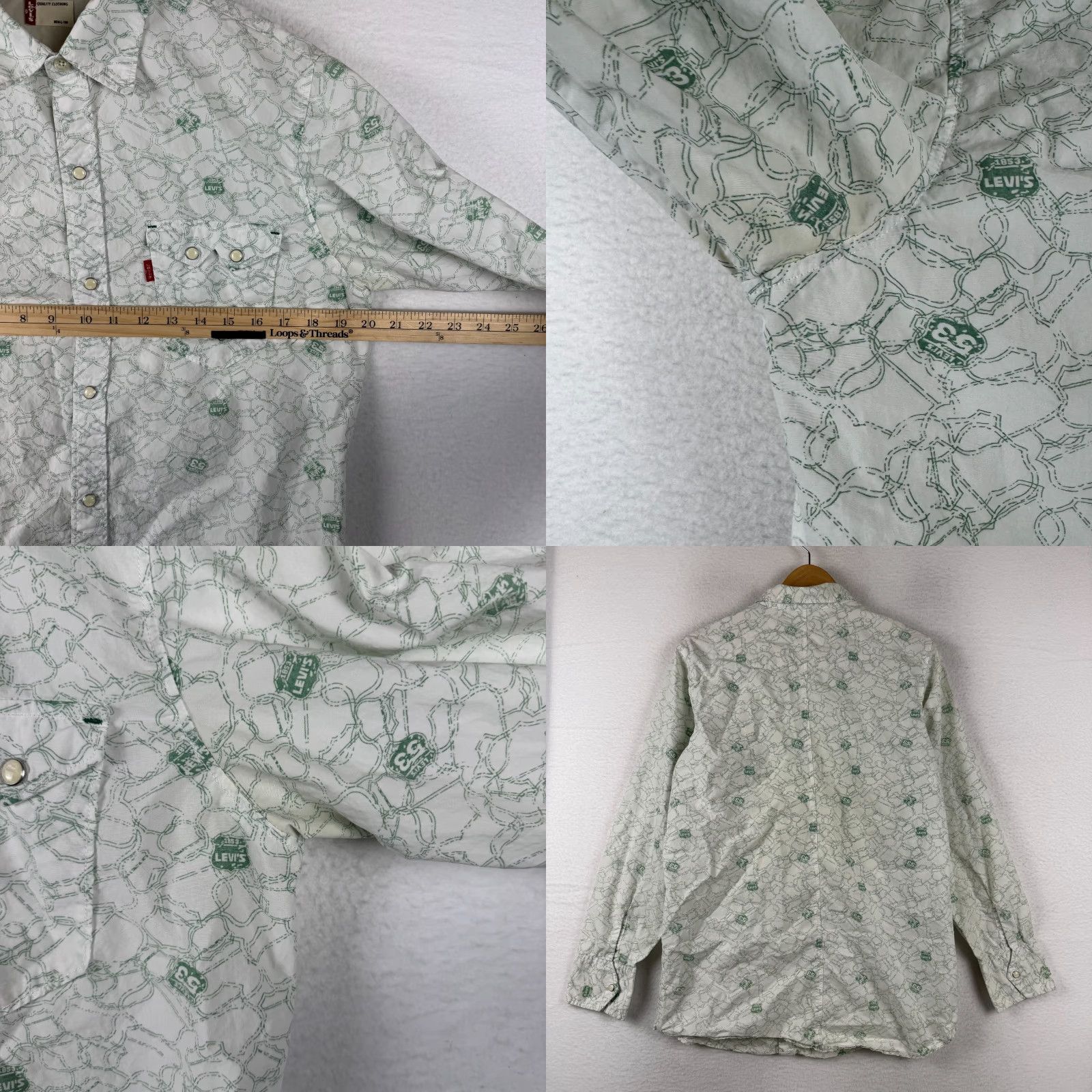 Levi's Levi's Men's Large Pearl Snap AOP Highway Interstate Long Sleeve Western Shirt Mens L Multicolor Cotton Geometric Button-Up Casual Western Size US L / EU 52-54 / 3 - 8 Thumbnail