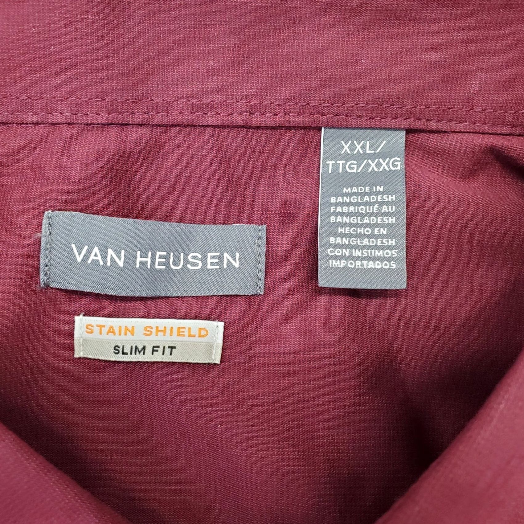 Van Heusen Van Heusen Shirt Mens XXL Burgundy Slim Button-Up Long Sleeve Size US XXL / EU 58 / 5 - 6 Thumbnail