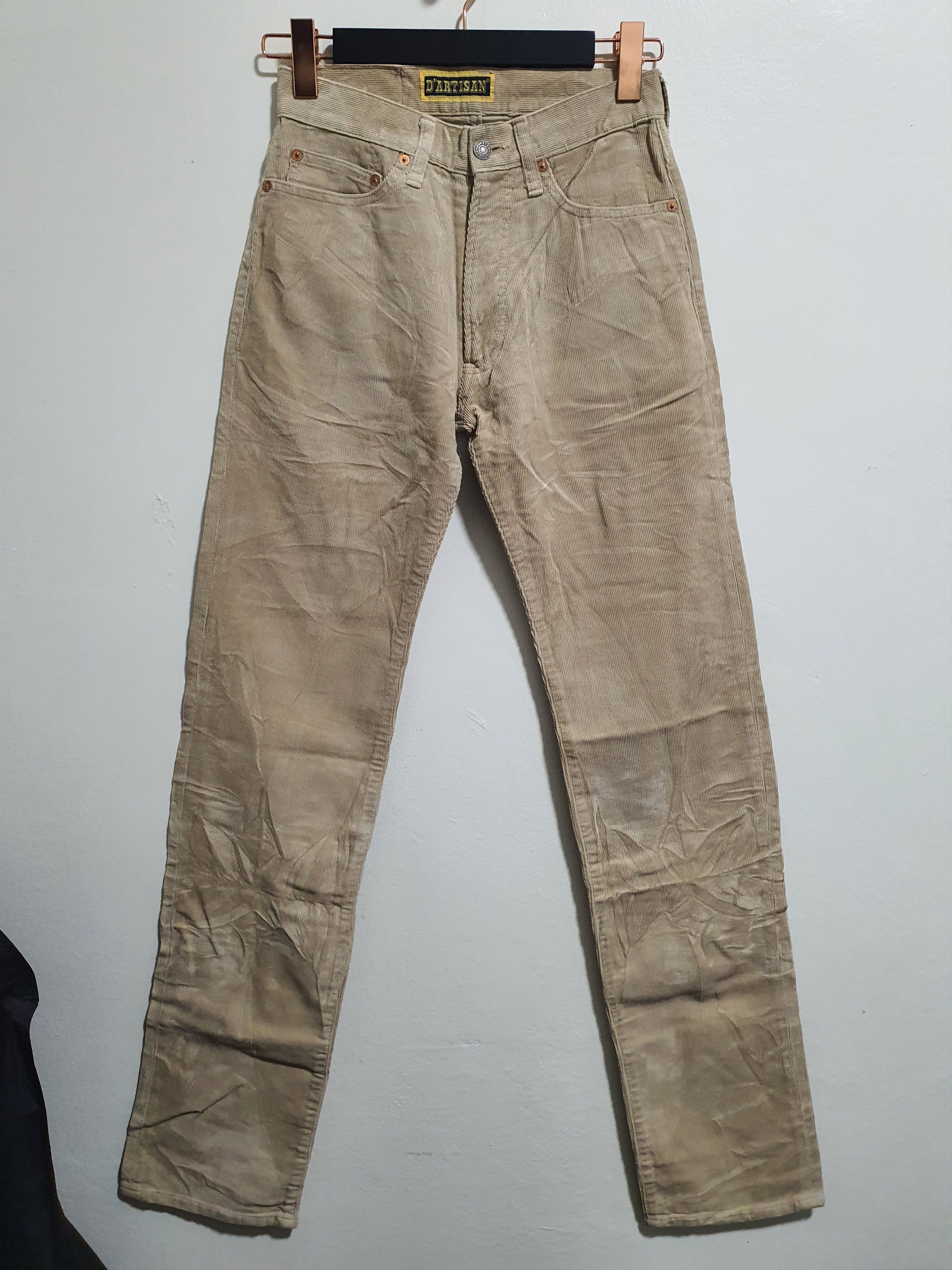 Japanese Brand STUDIO D’ARTISAN 27”/44” NEW OLD STOCK CREAM COUDUROY JEANS Size US 27 - 2 Thumbnail