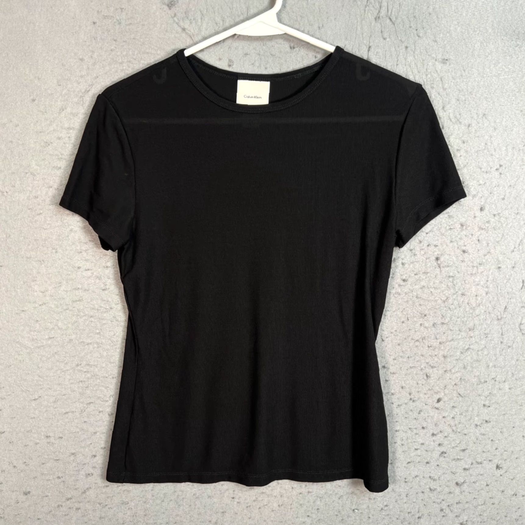 Calvin Klein Calvin Klein Womens Top Short Sleeve Crewneck Black Size S Knit Stretch Basic Casual Modern Adults Womens Medium? Size S / US 4 / IT 40 - 2 Thumbnail