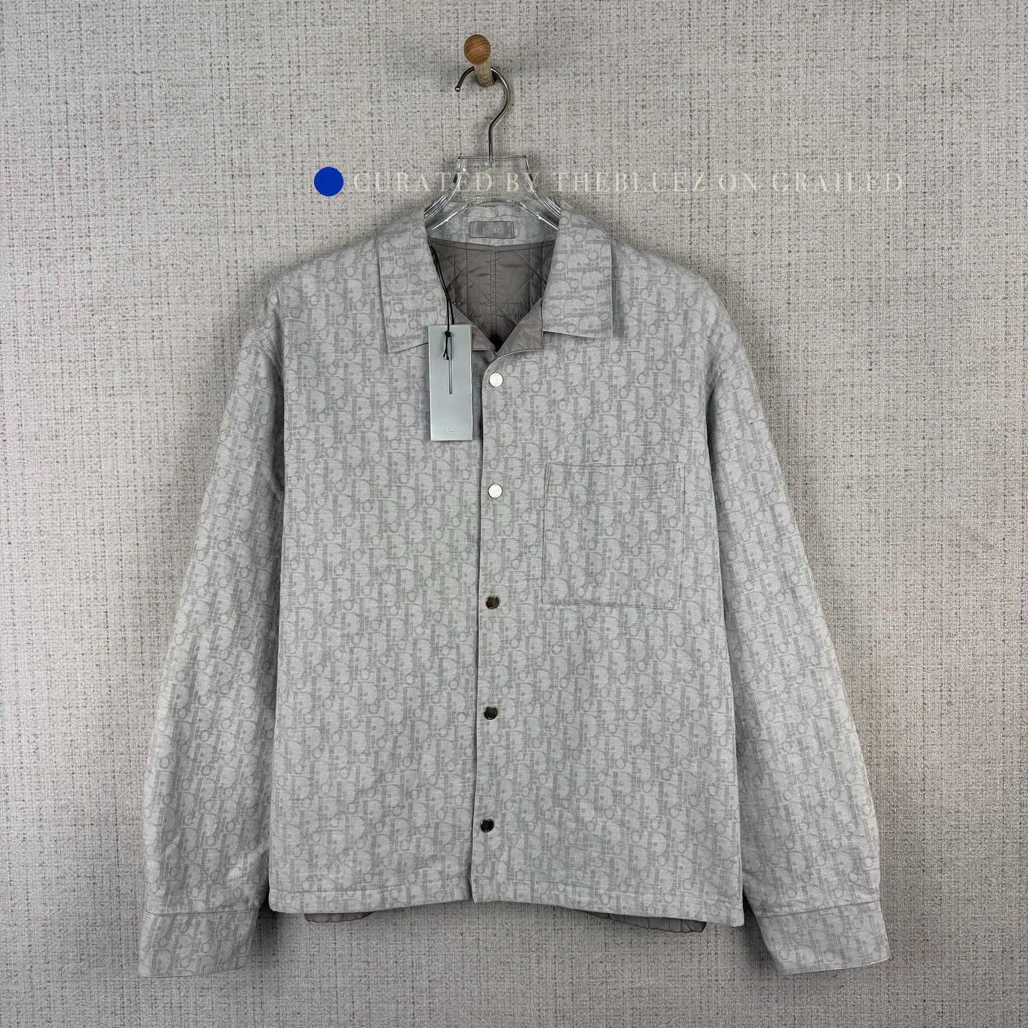 Dior Gray Oblique Pattern Shirt Jacket Size US M / EU 48-50 / 2 - 1 Thumbnail
